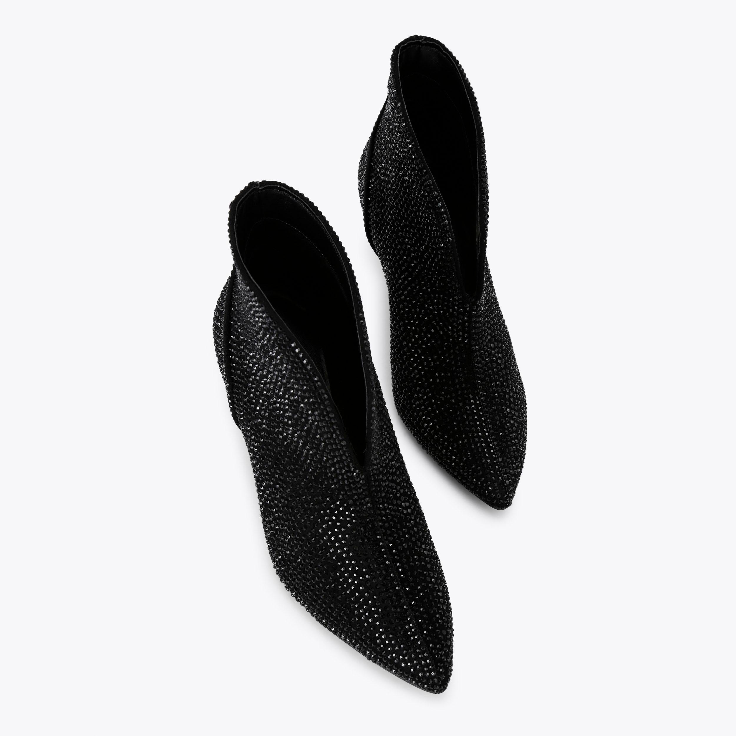 FLUTE SHOE BOOT WIDE FIT Black Crystal Ankle Boot by CARVELA COMFORT