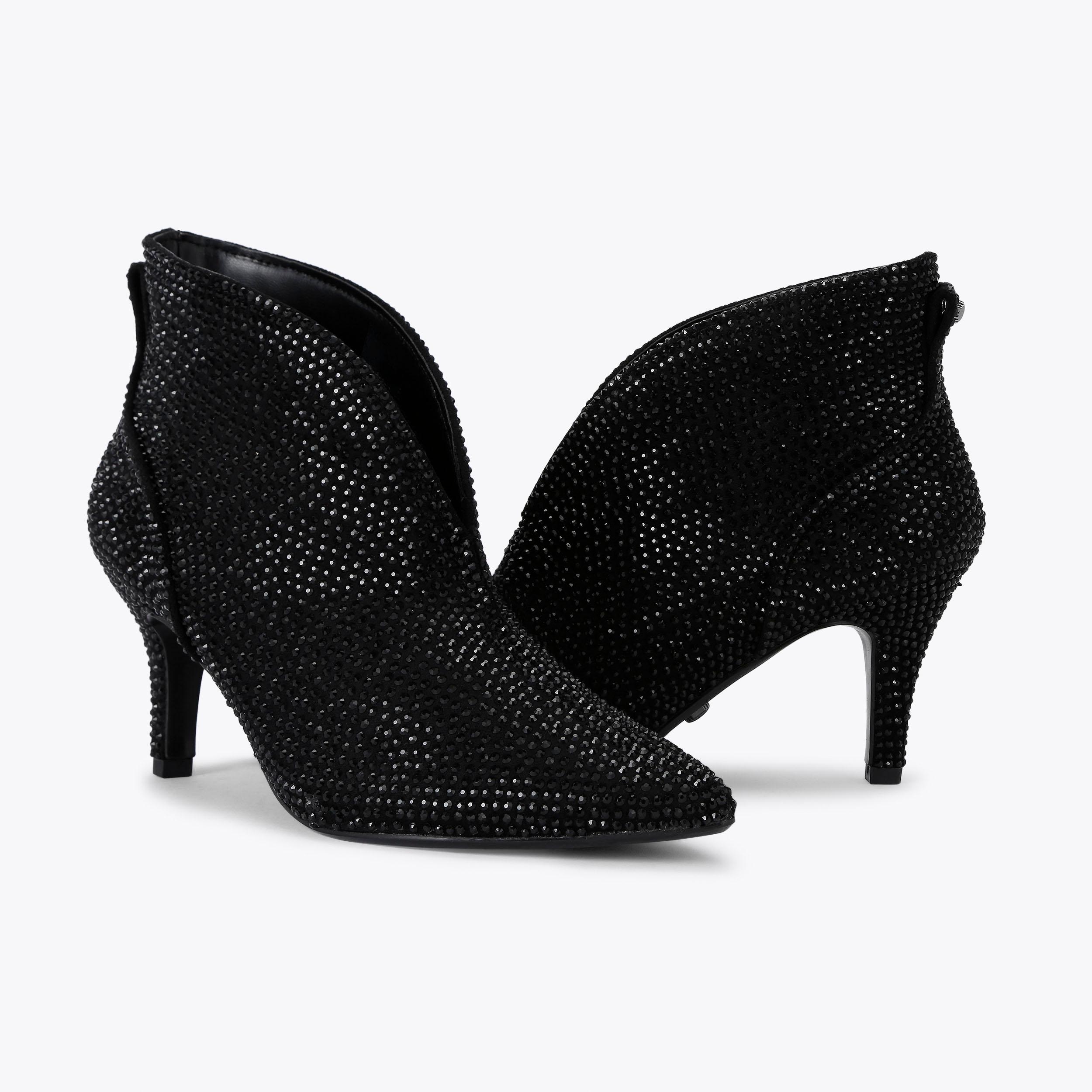 FLUTE SHOE BOOT WIDE FIT Black Crystal Ankle Boot by CARVELA COMFORT