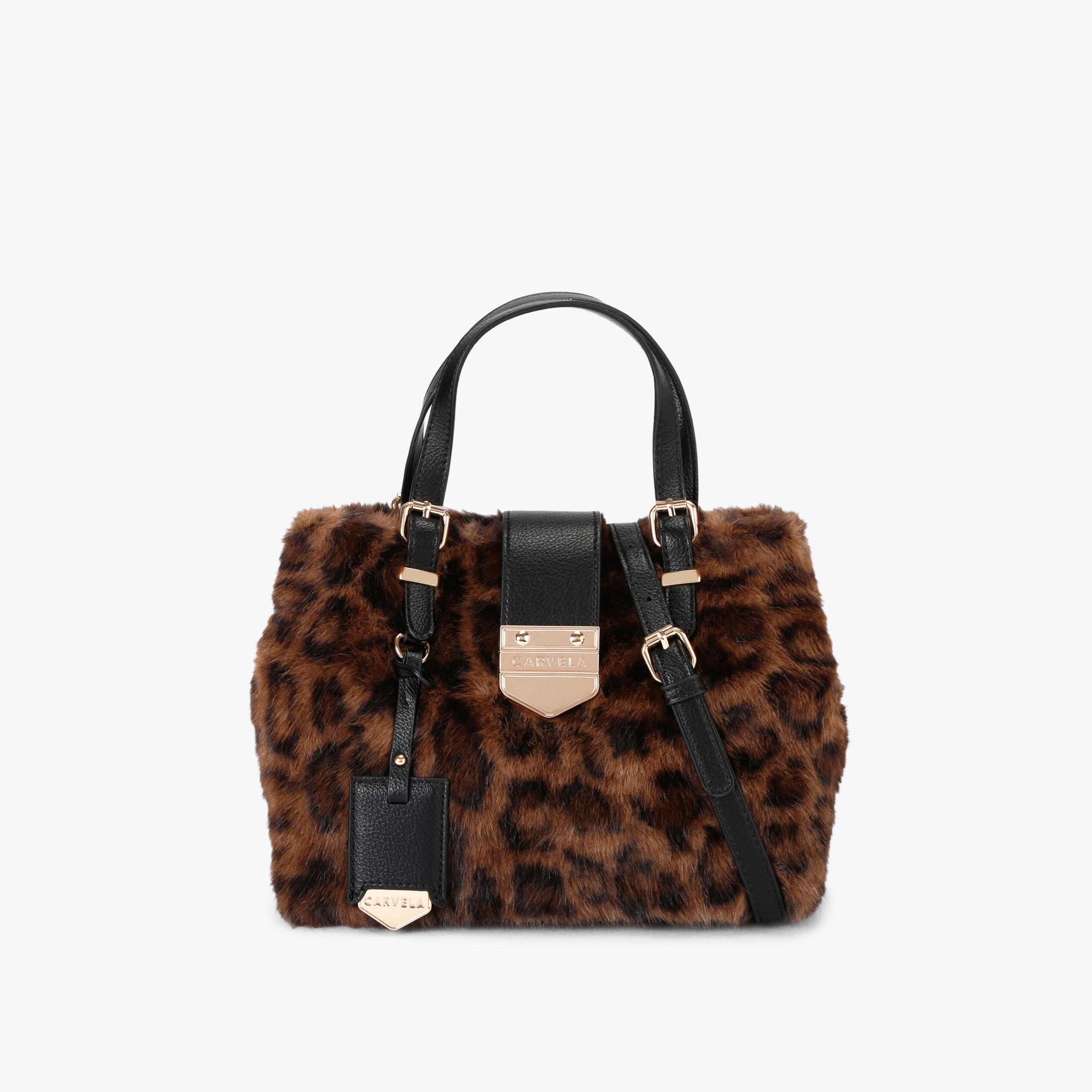 Y2K darkwear gal leopard fur studs bag Y2K Leopard Faux Fur Bag 