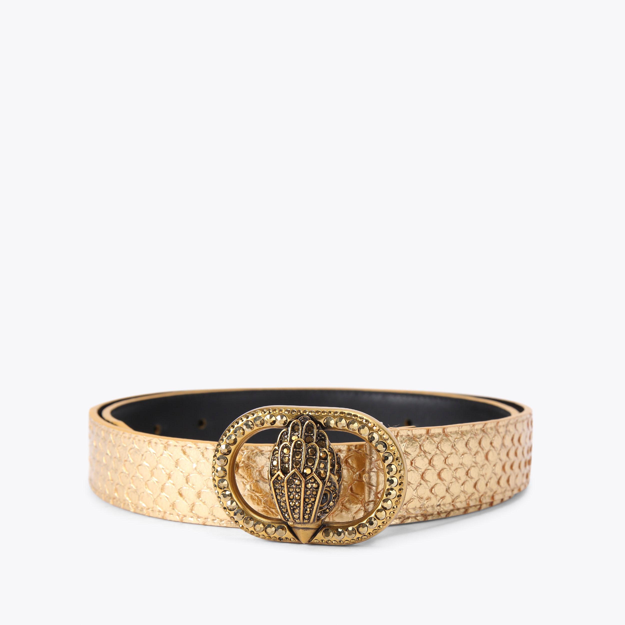 CHELSEA 30 BELT Metallic Gold Belt Leather Chelsea by KURT GEIGER