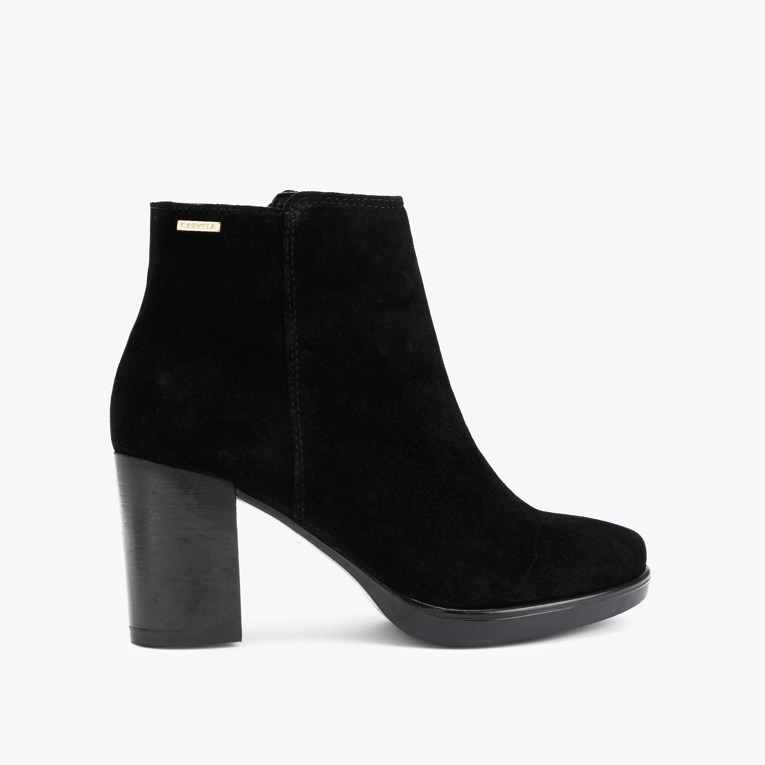 SILVER CHELSEA BOOT Black Suede Heeled Boot by CARVELA