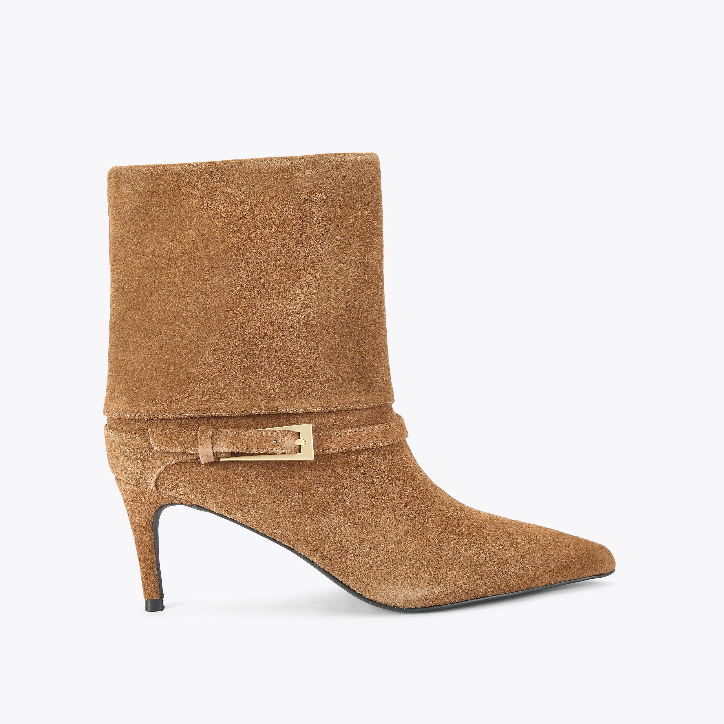 TRINITY Camel Suede Heeled Boot by KG KURT GEIGER