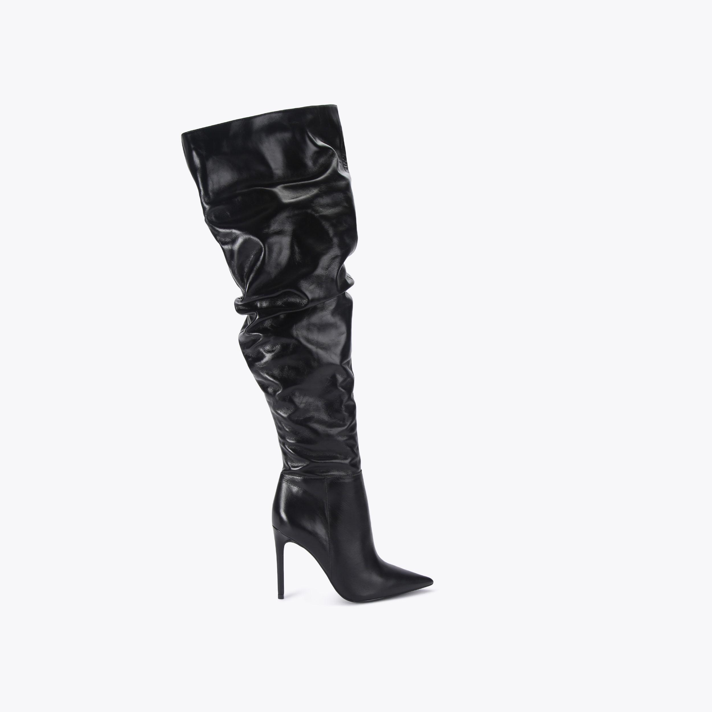 ETERNO SLOUCH OTK Black Patent Knee High Boot by CARVELA
