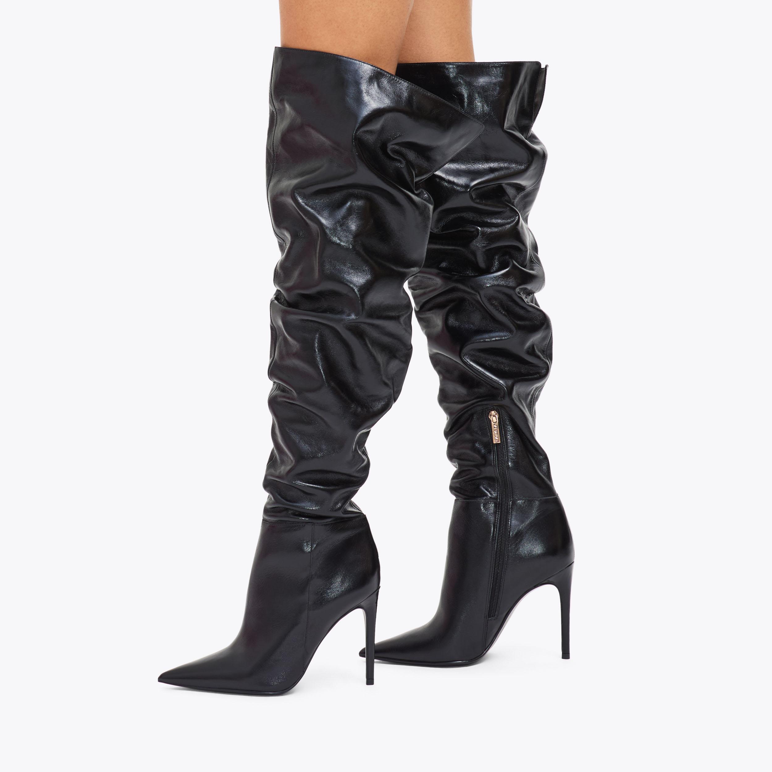 ETERNO SLOUCH OTK Black Patent Knee High Boot by CARVELA