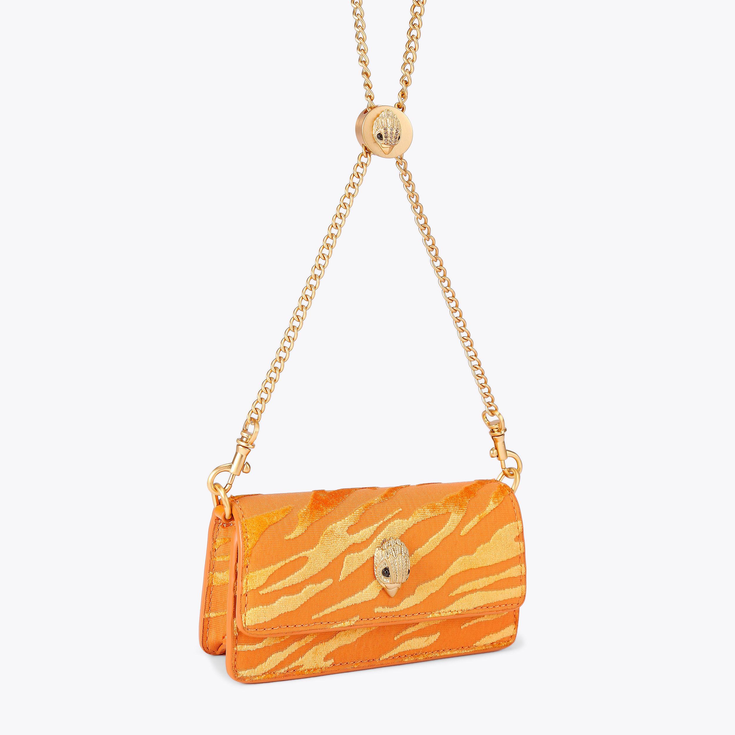 LONG NANO SHOREDITCH Soft Orange Velvet Animal Print Nano Bag by