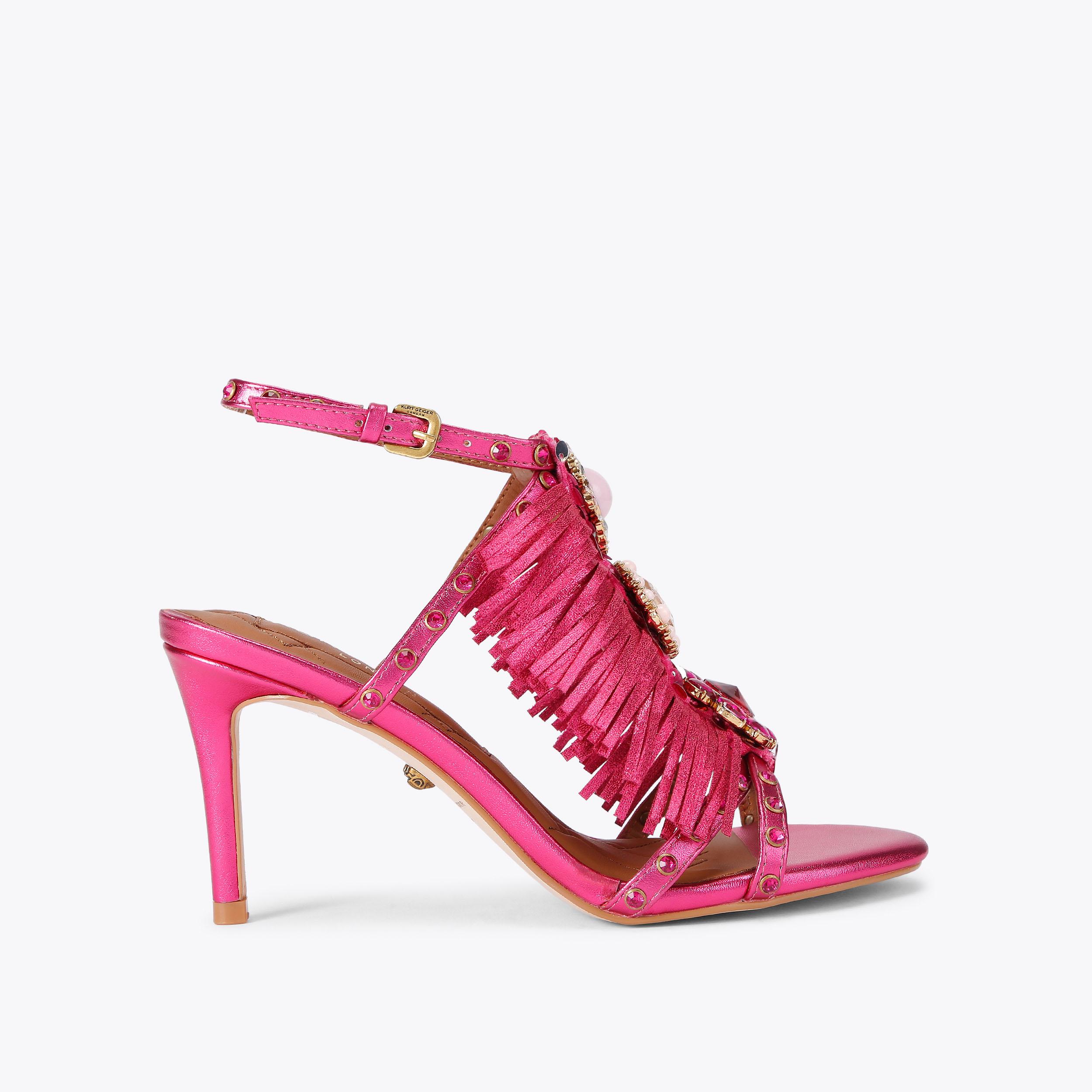 Jewel Fringe Heel - pink