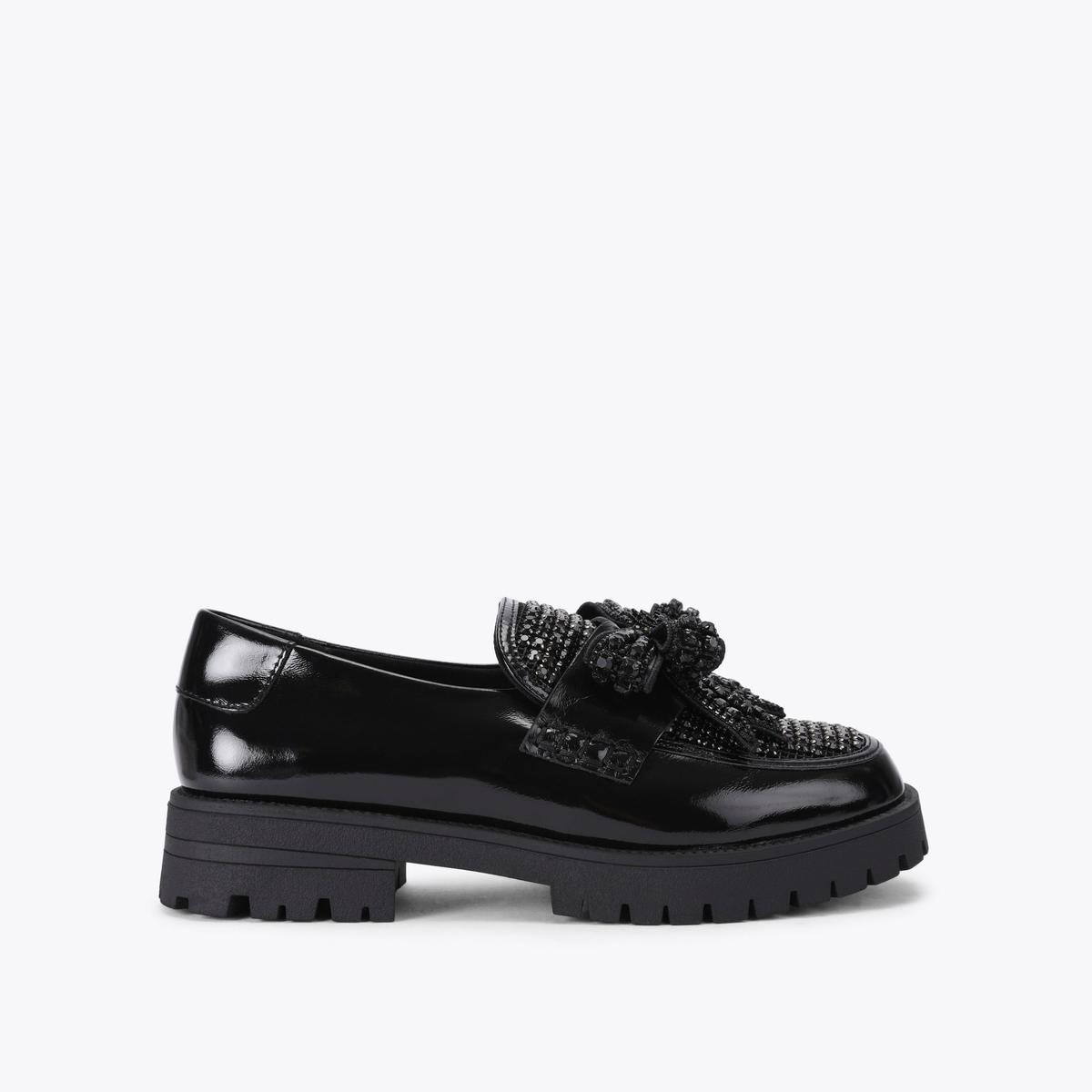 Bow Crystal Loafer - black