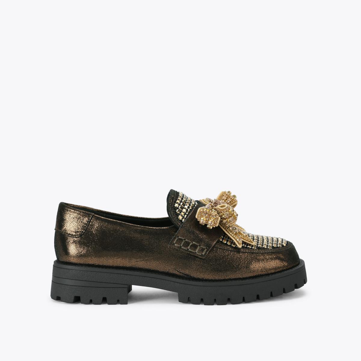 Bow Crystal Loafer - metallics