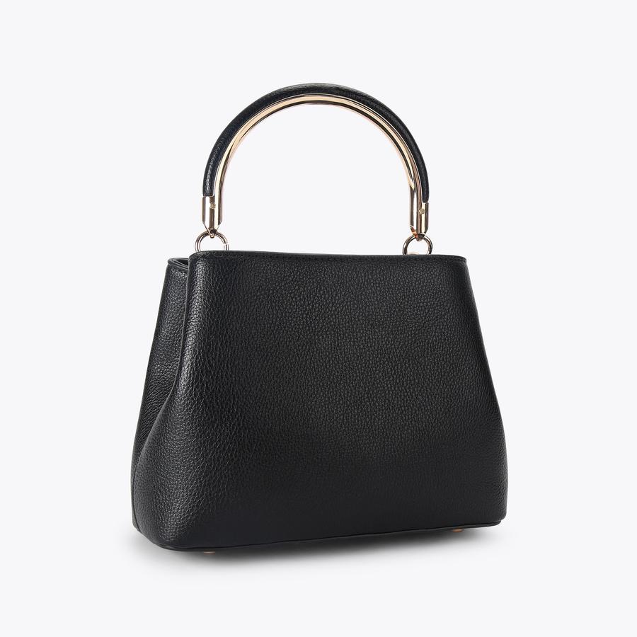 JACKPOT TOP HANDLE Black Grained Handle Bag by CARVELA