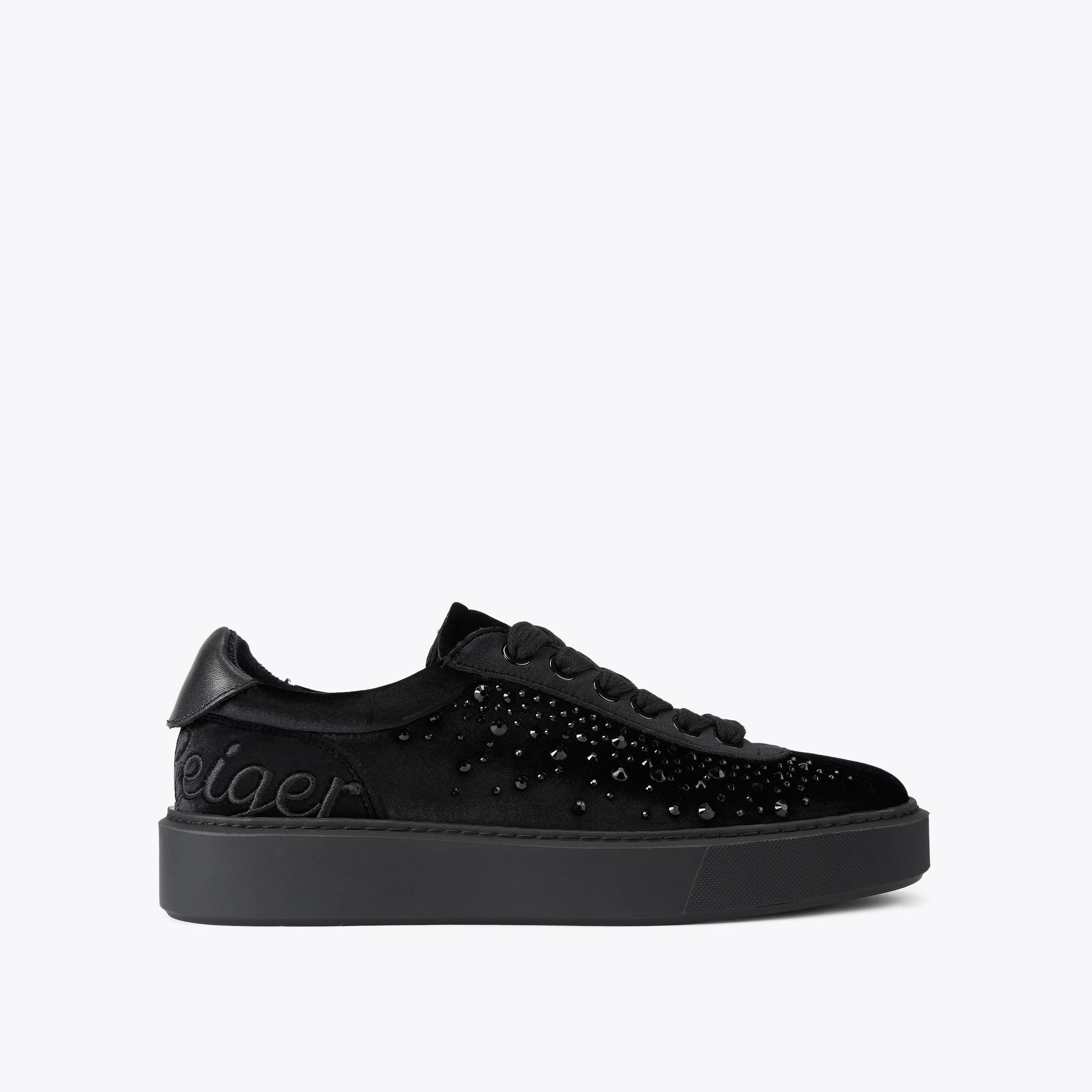 LANEY CROC MENS Black Croc Printed Lace Up Sneakers by KURT GEIGER