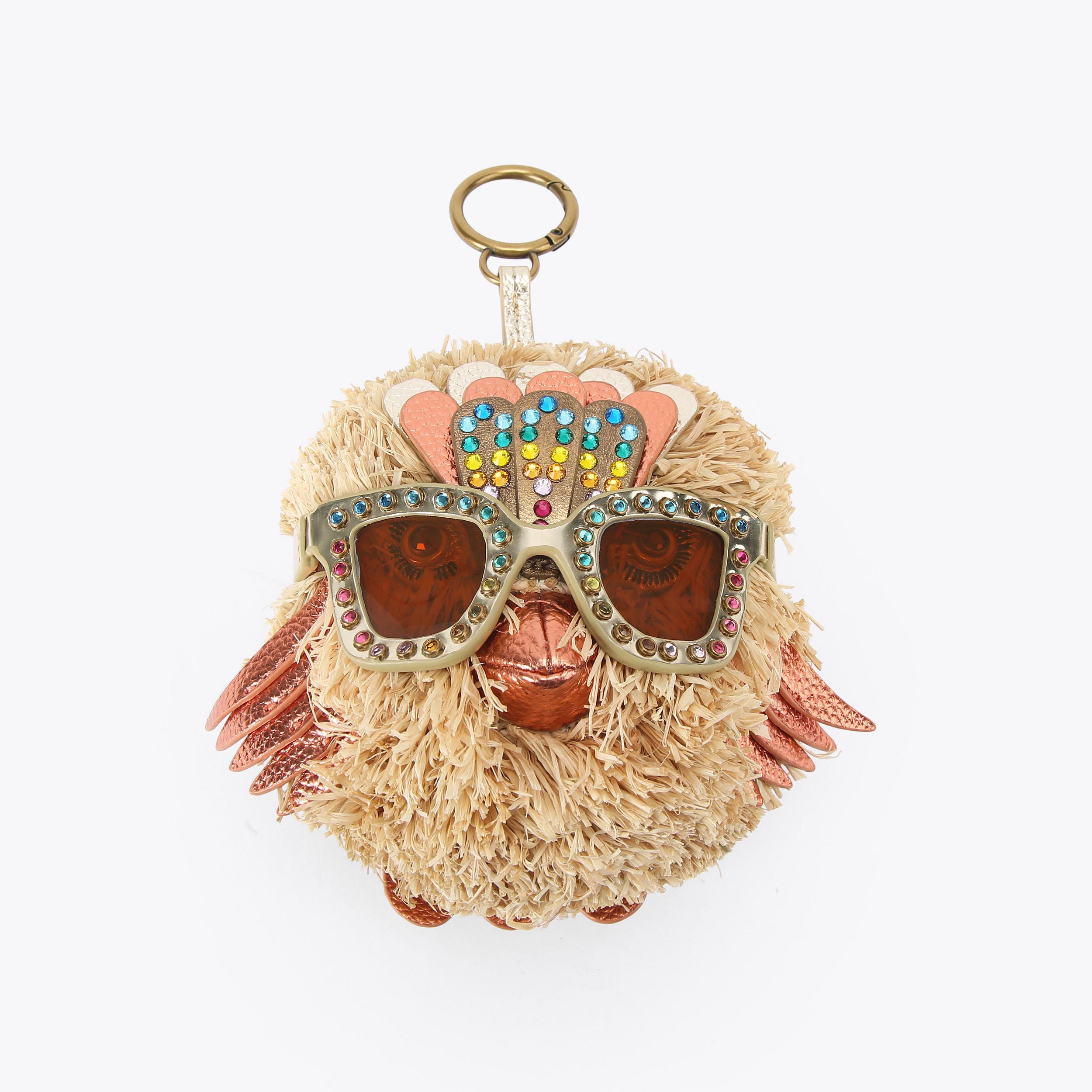 Kurt Geiger NWT! Pom Pom Eagle Charm Keychain in Brown & Gold pom-pom-eagle-charm-fushia-  main image 4