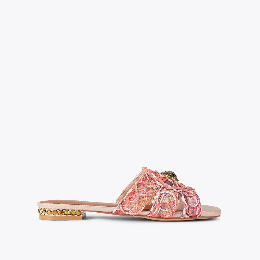 CHELSEA WOVEN FLAT SDL Pink Fabric Sandal by Kurt Geiger London