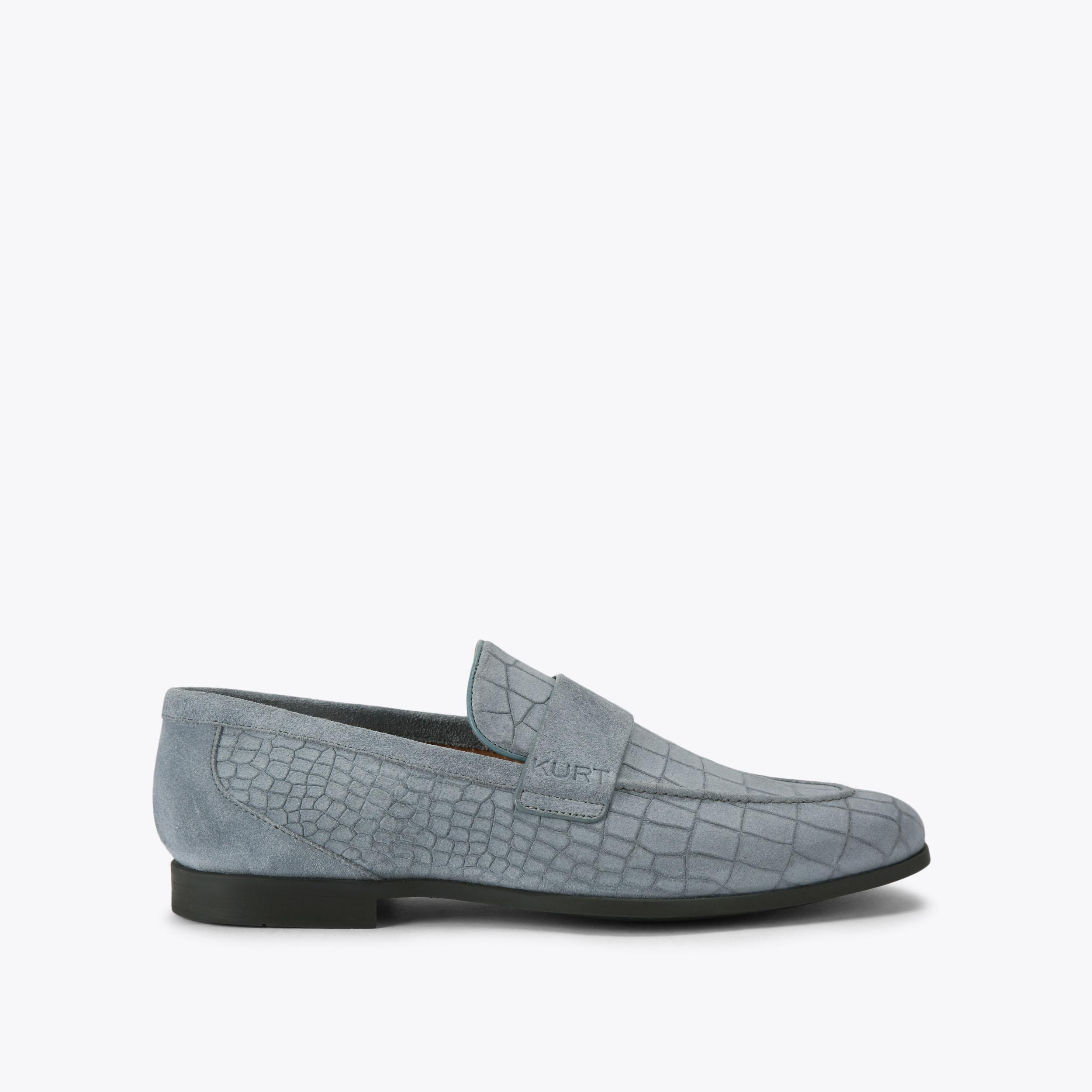 ALTON CROC Tan Leather Croc Printed Loafer by KURT GEIGER LONDON