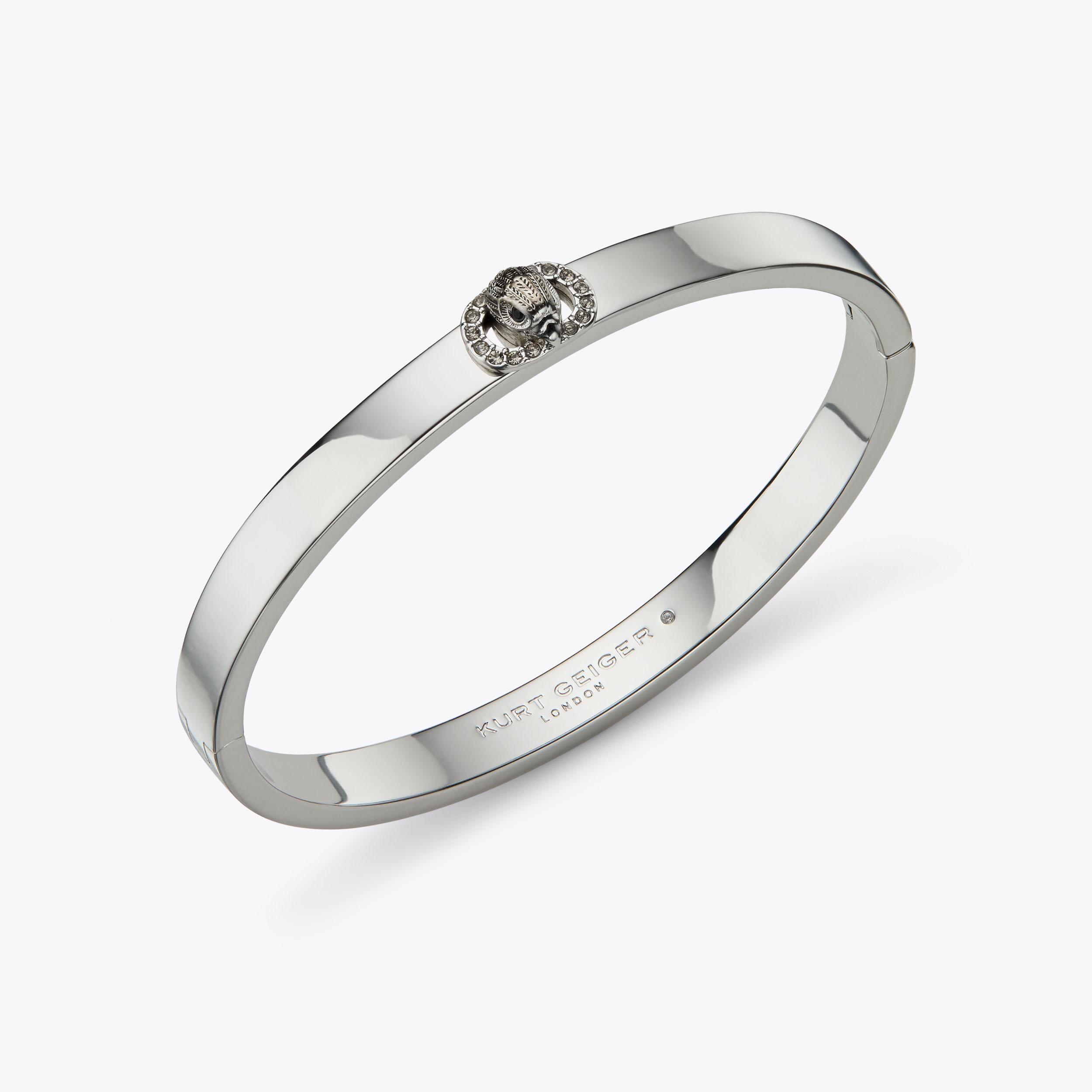 アクセサリー 191RRL Hammered Sterling Silver L CHELSEA BANGLE Silver Acrylic Chelsea Bangle by Kurt Geiger London