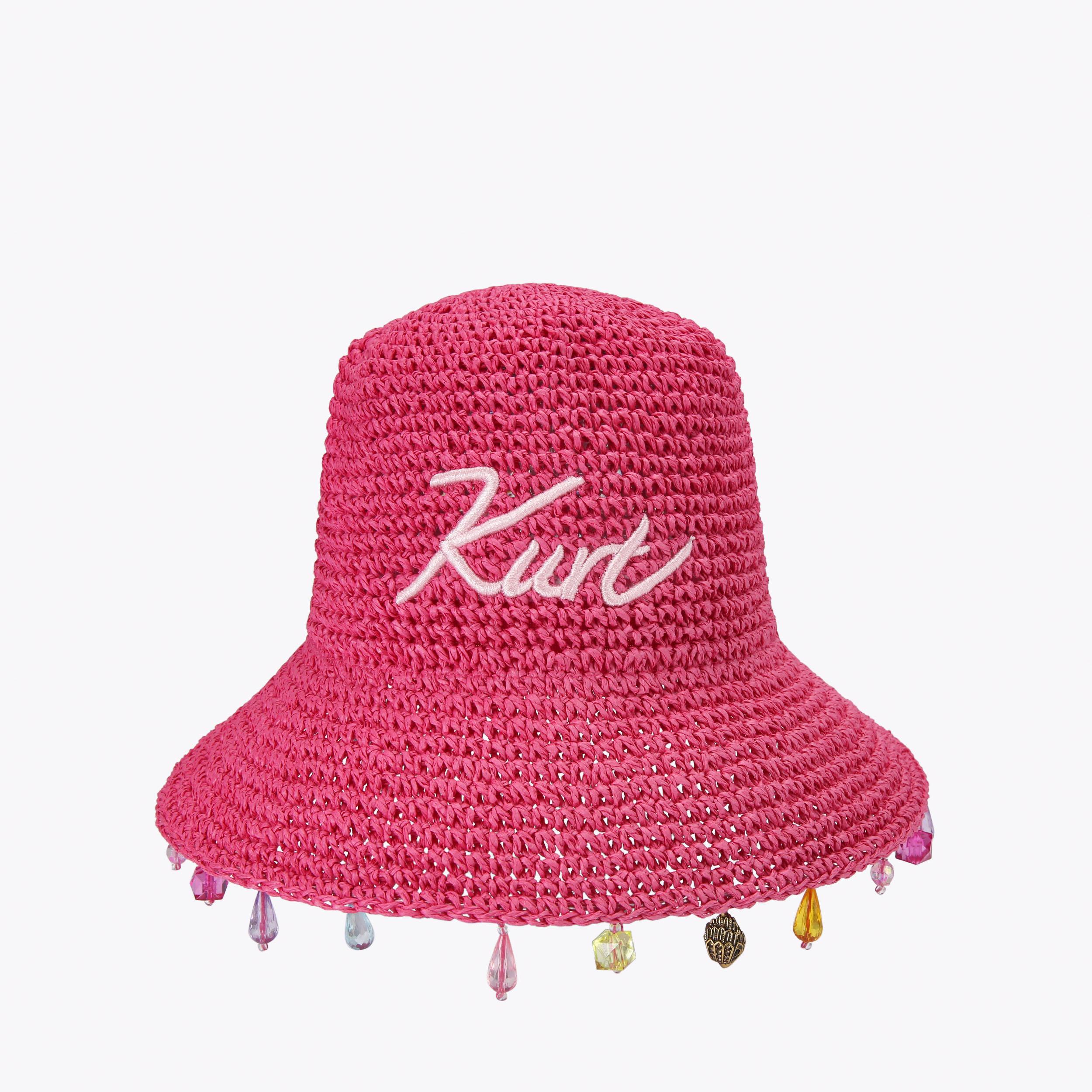 KURT RAFFIA BUCKET HAT Fuchsia Raffia Bucket Hat by Kurt Geiger London