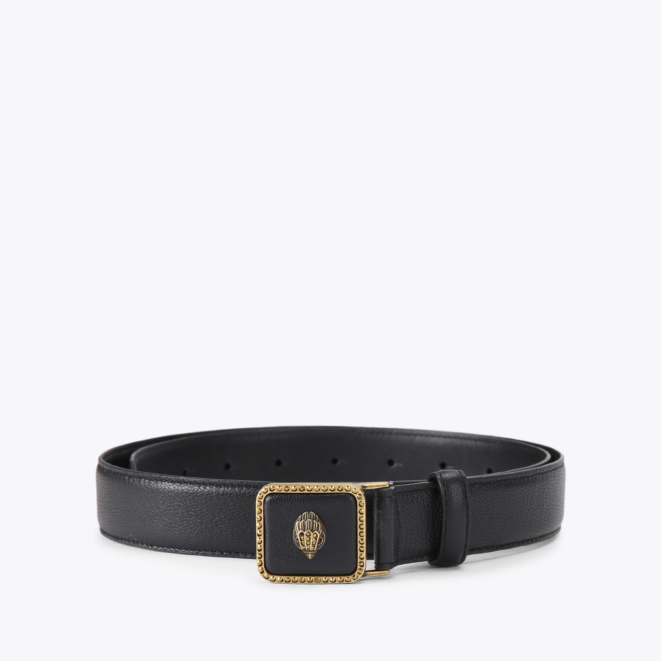 KENSINGTON 30 BELT Black Quilted Leather Eagle Belt by KURT 