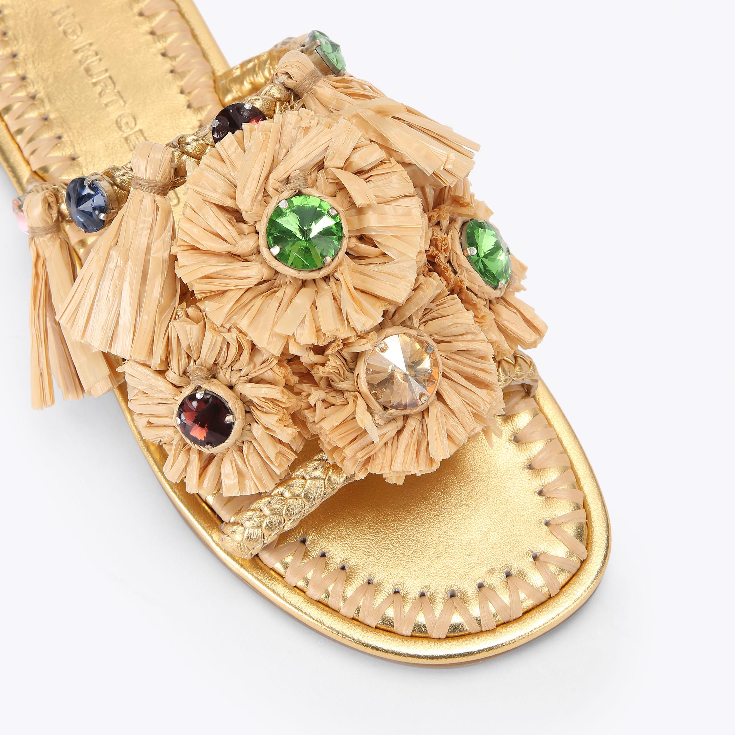 ROXIE Beige Raffia Sandal by KG Kurt Geiger