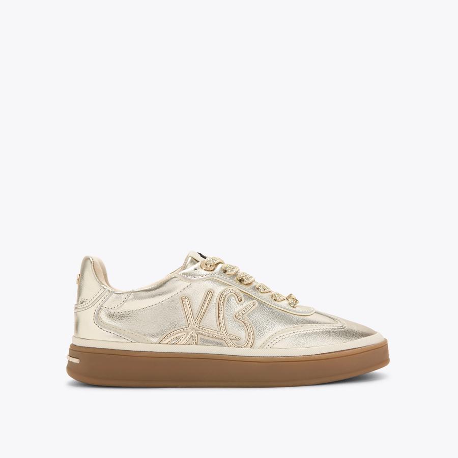 ガーヤットリーキラナ金財　(G-a3 LEENA Metallic Gold Lace Up Sneaker by KG Kurt Geiger