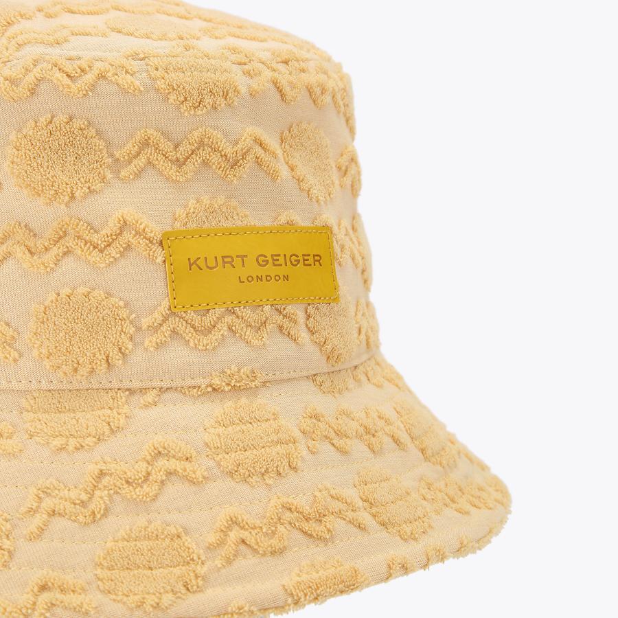 MENS BUCKET HAT Yellow Cotton Bucket Hat by Kurt Geiger London