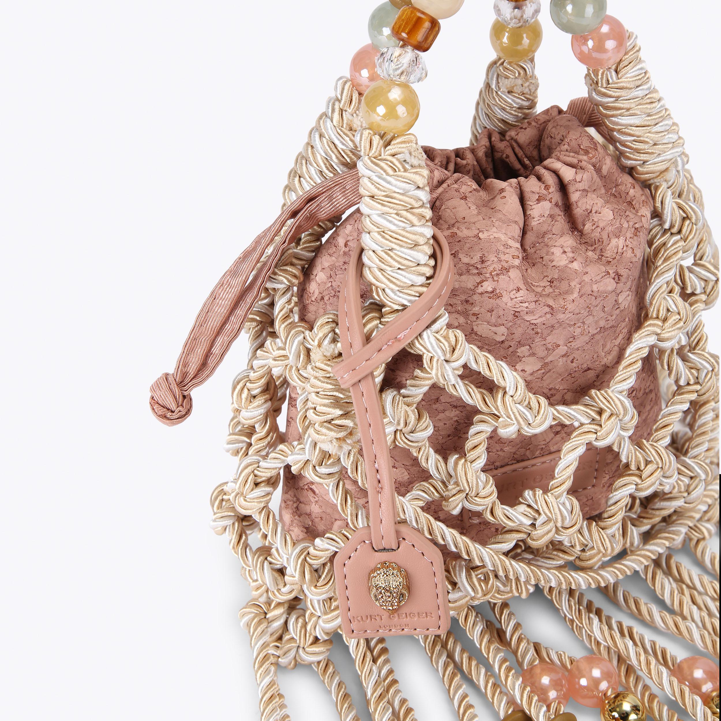 MINI MACRAME ROPE BAG Silver Gold Twisted Rope Bag by Kurt Geiger