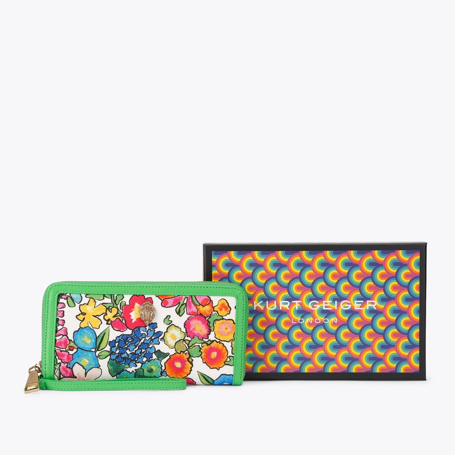 SHOREDITCH ZIP AROUND WR Floral Canvas Purse by Kurt Geiger London