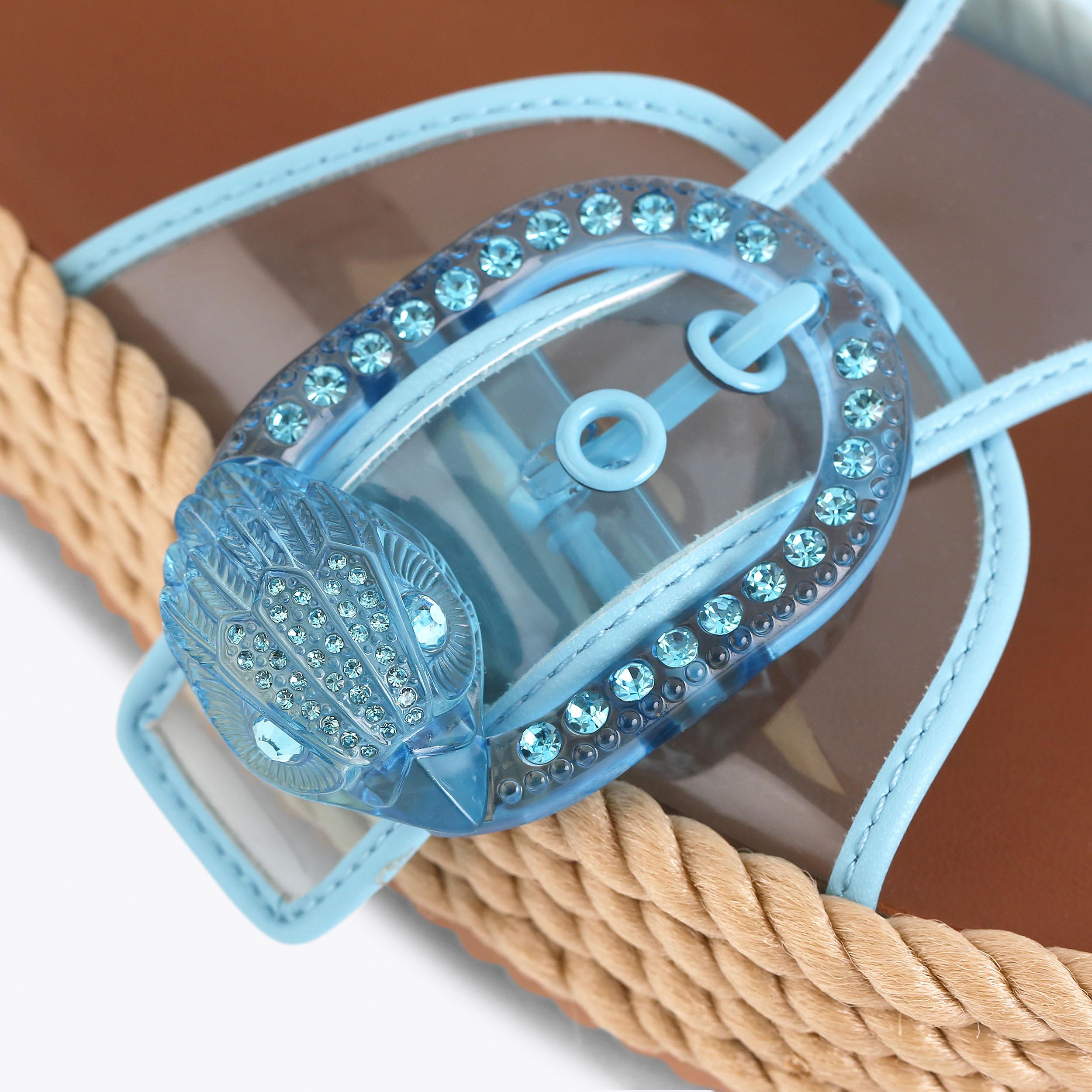 KC MAYFAIR ROPE SLIDE Blue Vinyl Slide On Sandal by Kurt Geiger London