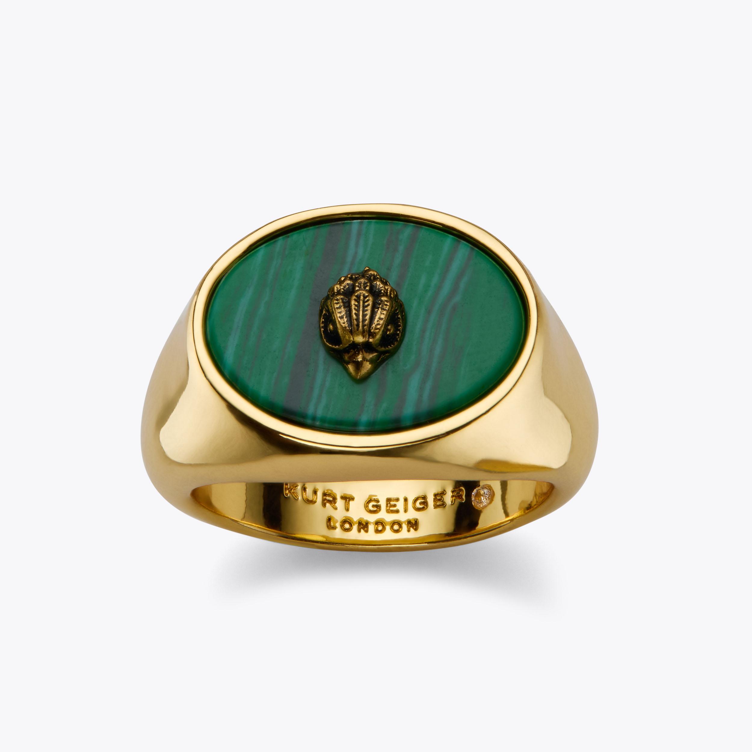EAGLE SIGNET RING Green Eagle Signet Ring by Kurt Geiger London