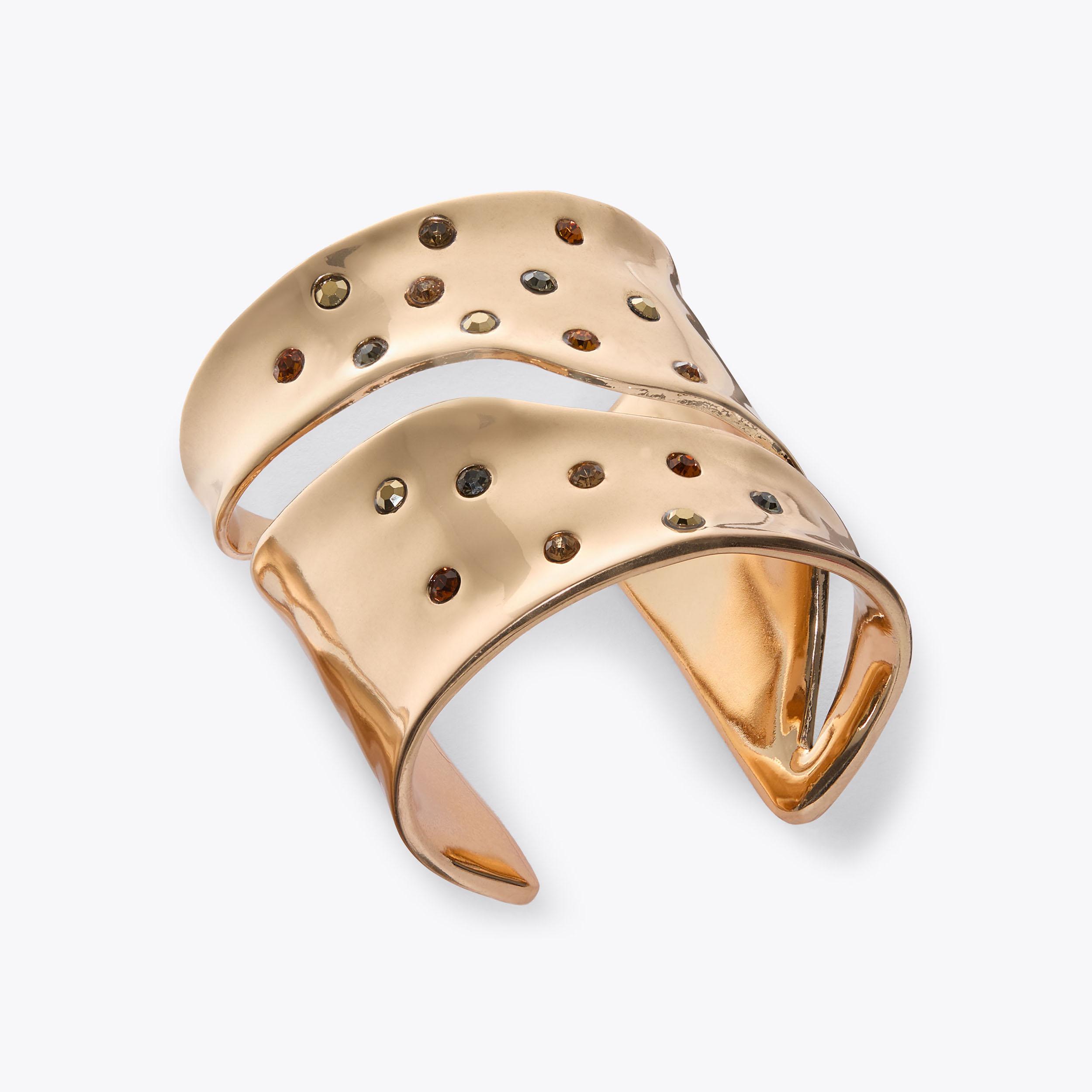 Extra Large Mixed Gem Metal Cuff Bracelet - metallics