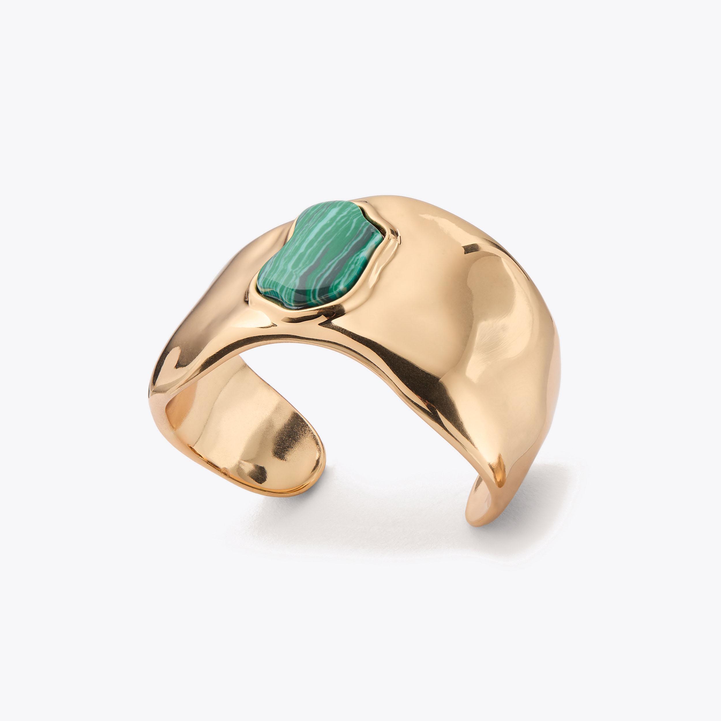 Asymetric Stone Cuff Bracelet - metallics