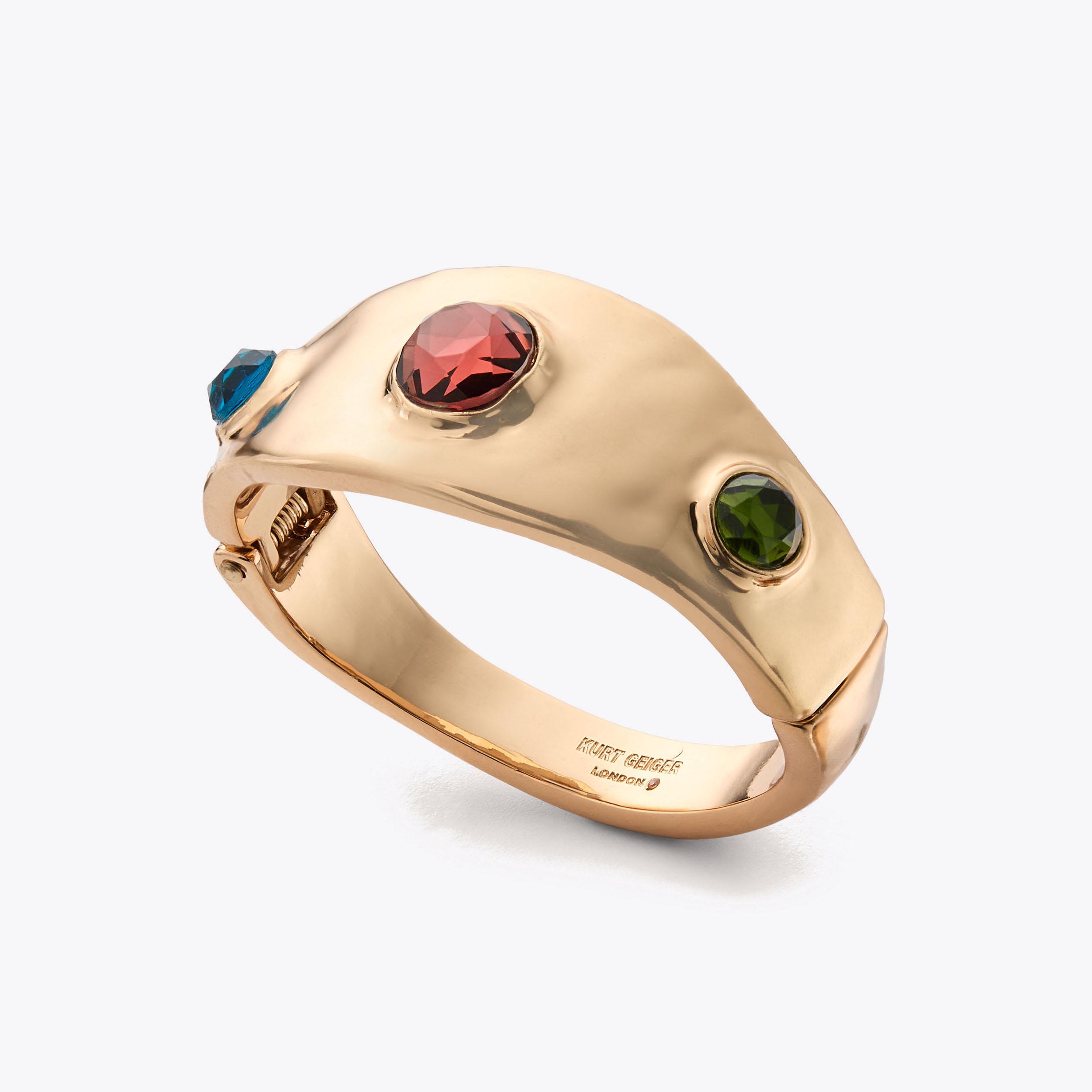 Asymetric Stone Bangle - metallics