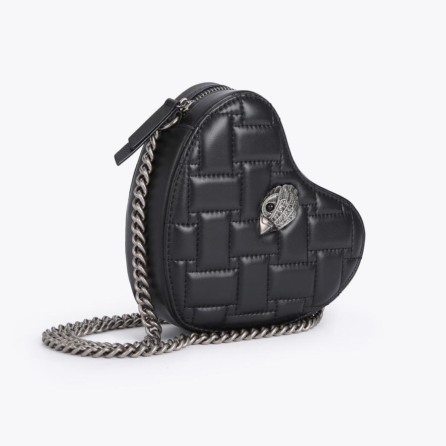 KENSINGTON HEART X BODY Black Heart Quilted Leather Cross Body by KURT GEIGER LONDON