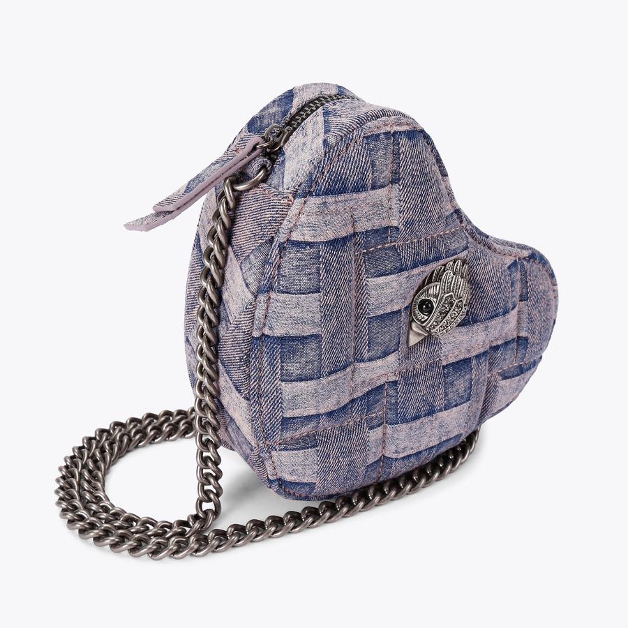 KENSINGTON HEART X BODY Pink Denim Heart Cross Body Bag by