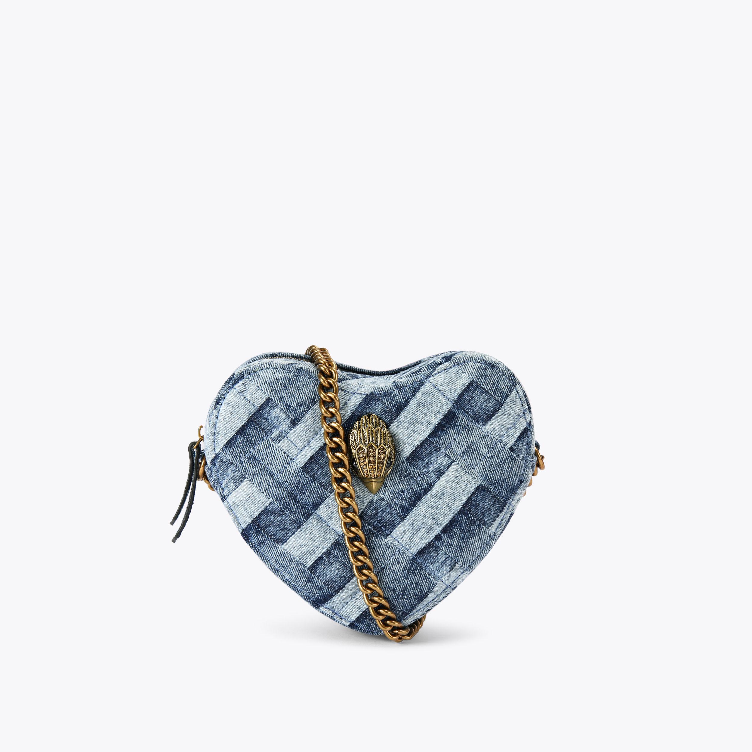 KENSINGTON HEART X BODY Denim Woven Heart Cross Body Bag by KURT GEIGER ...