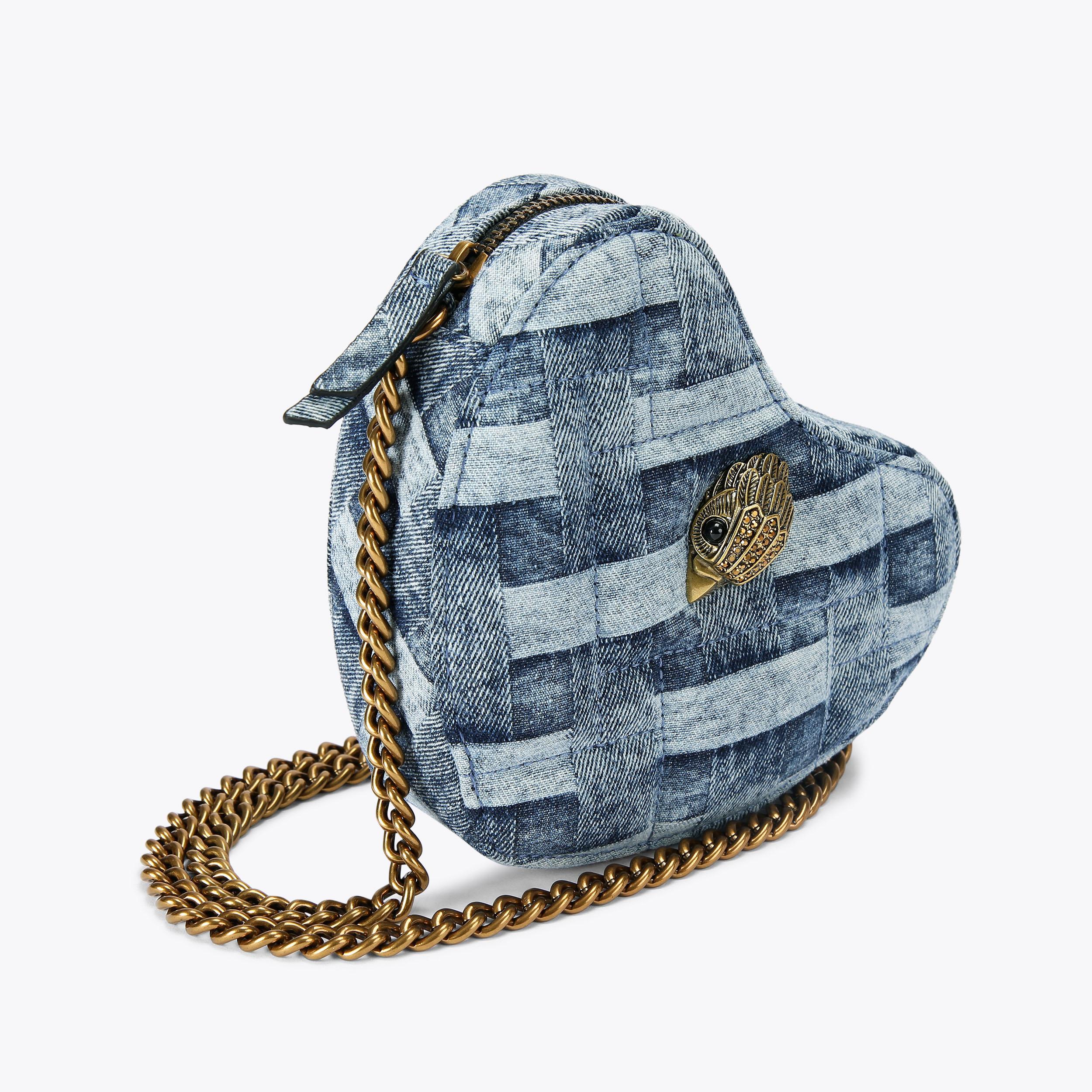 KENSINGTON HEART X BODY Denim Woven Heart Cross Body Bag by KURT GEIGER ...