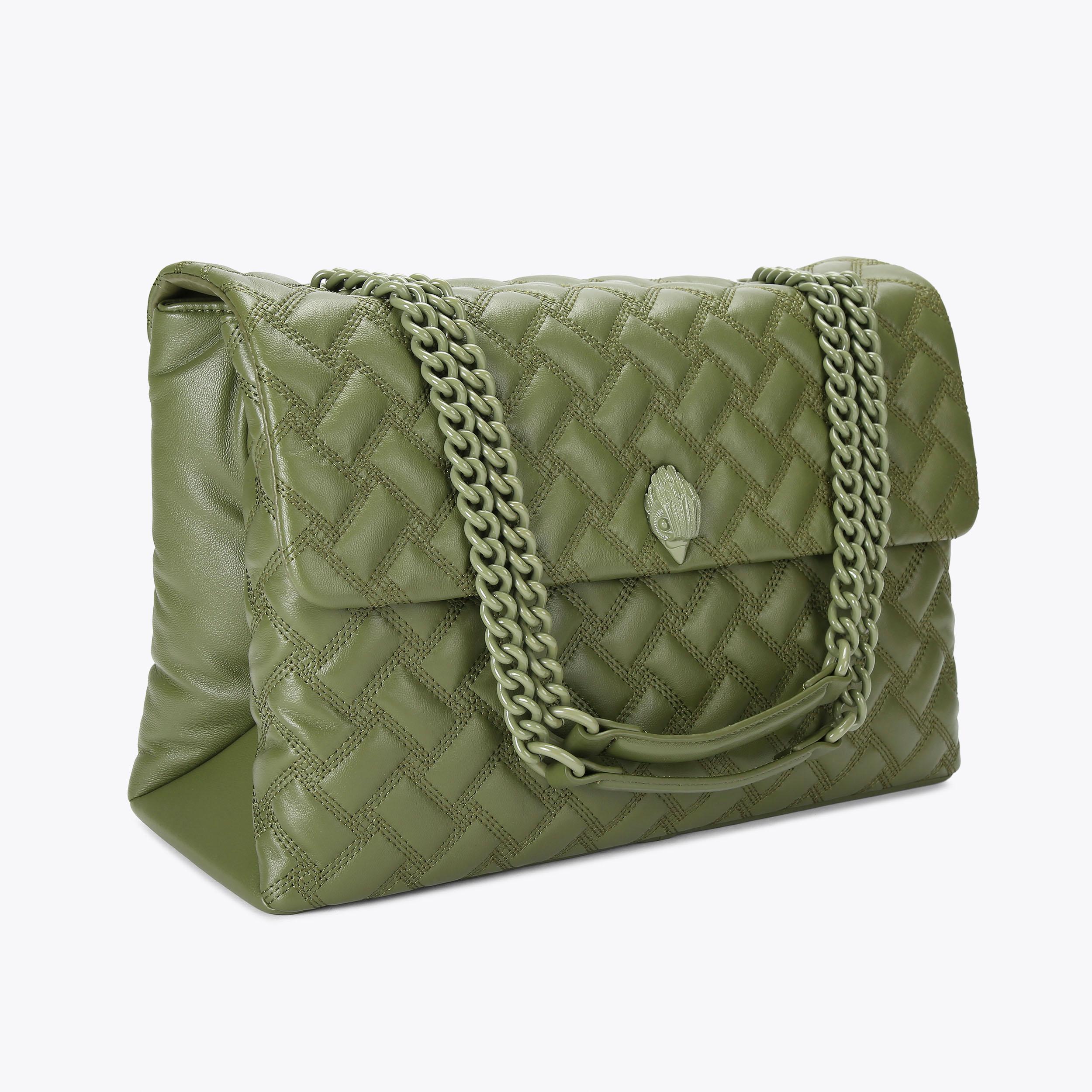 XXL KENSINGTON DRENCH Khaki Leather Shoulder Bag by KURT GEIGER LONDON