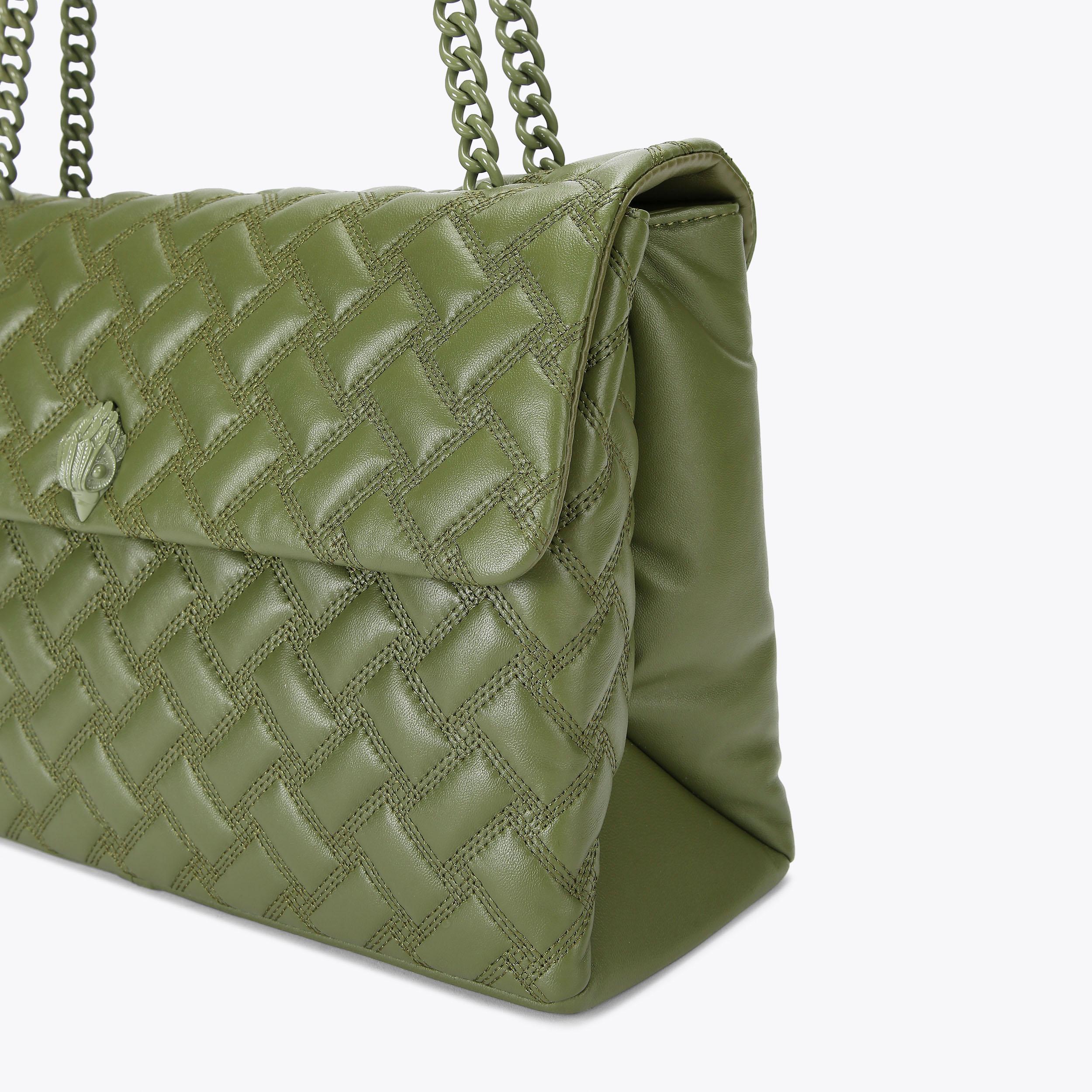 XXL KENSINGTON DRENCH Khaki Leather Shoulder Bag by KURT GEIGER LONDON