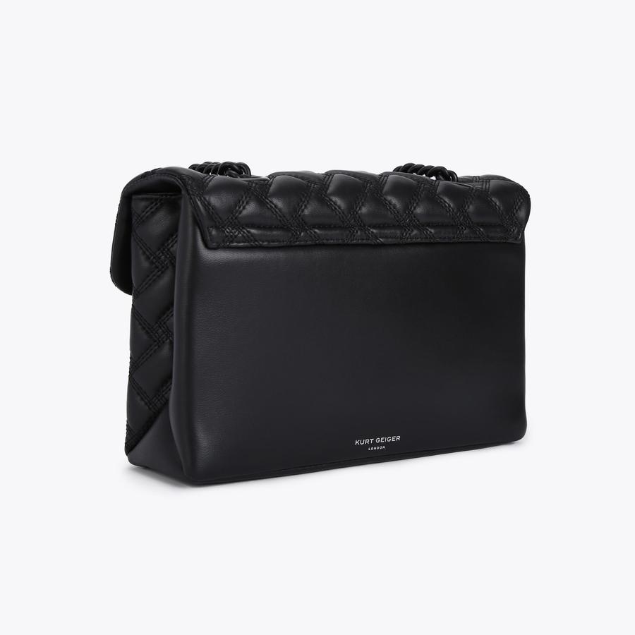 KENSINGTON BAG DRENCH Black Quilted Leather Shoulder Bag by KURT GEIGER LONDON