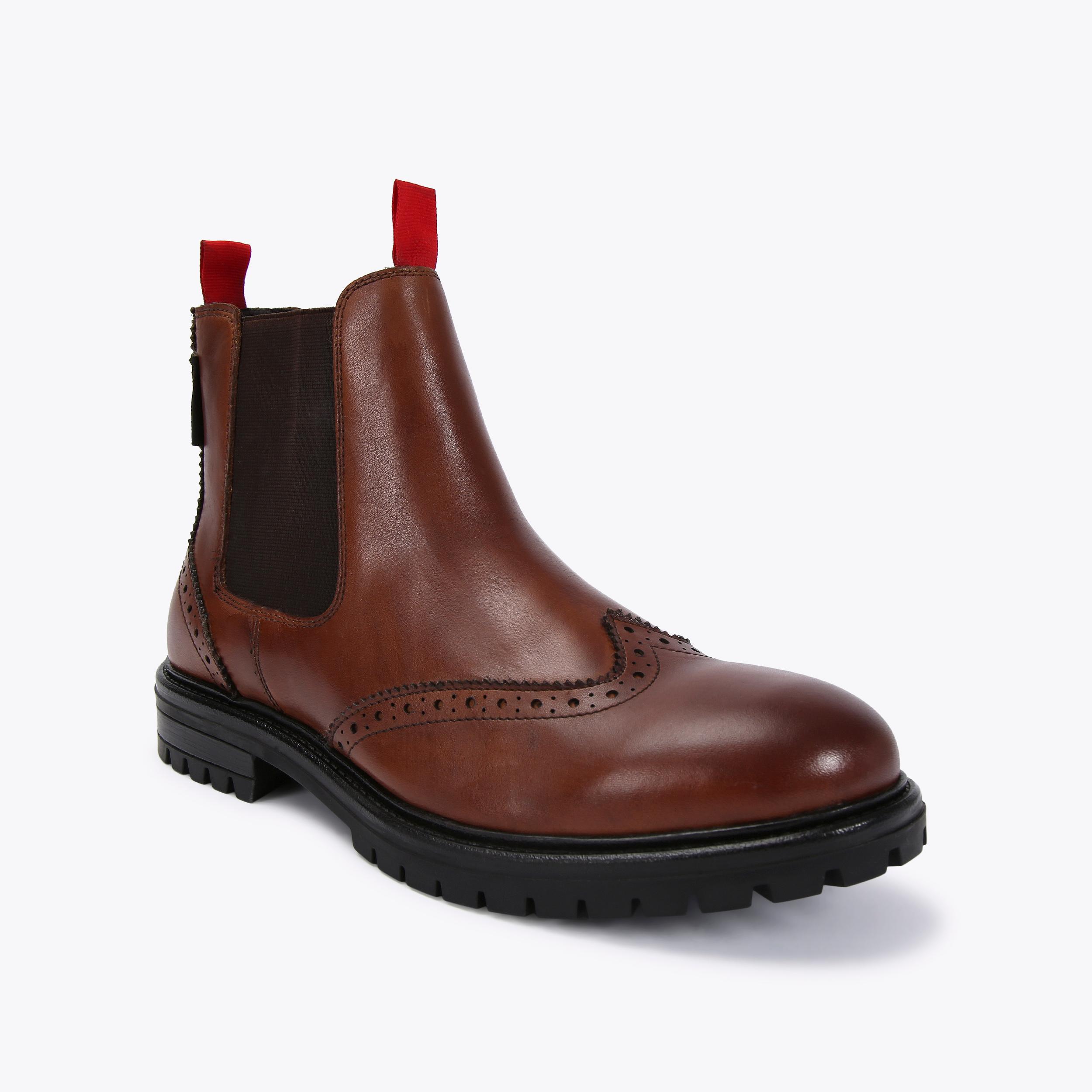 PRESTON Tan Leather Chelsea Boots by KG KURT GEIGER