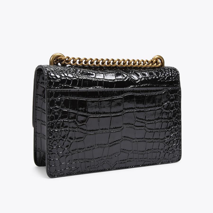 Black croc crossbody bag sale