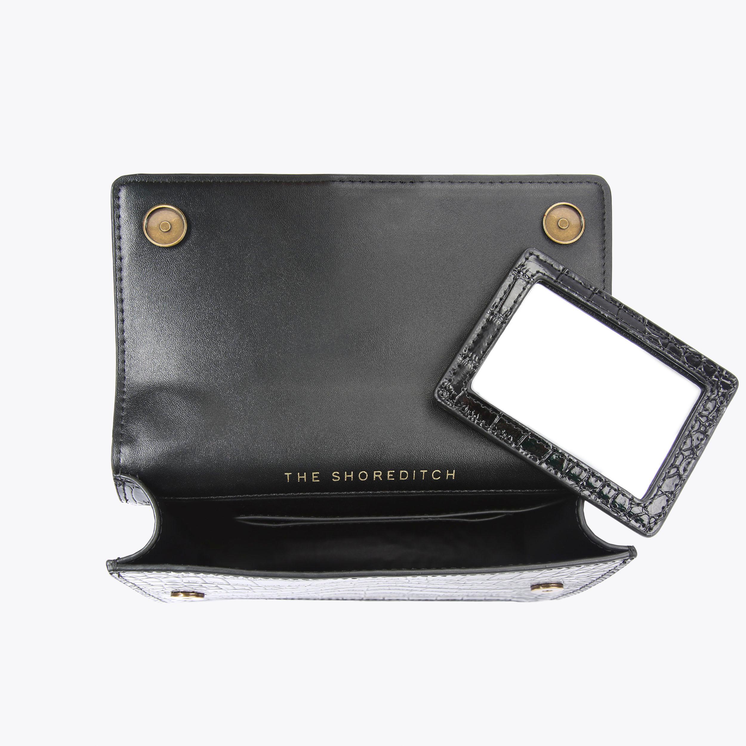 SHOREDITCH SM CROSSBODY Black Croc Print Mini Cross Body Bag by KURT