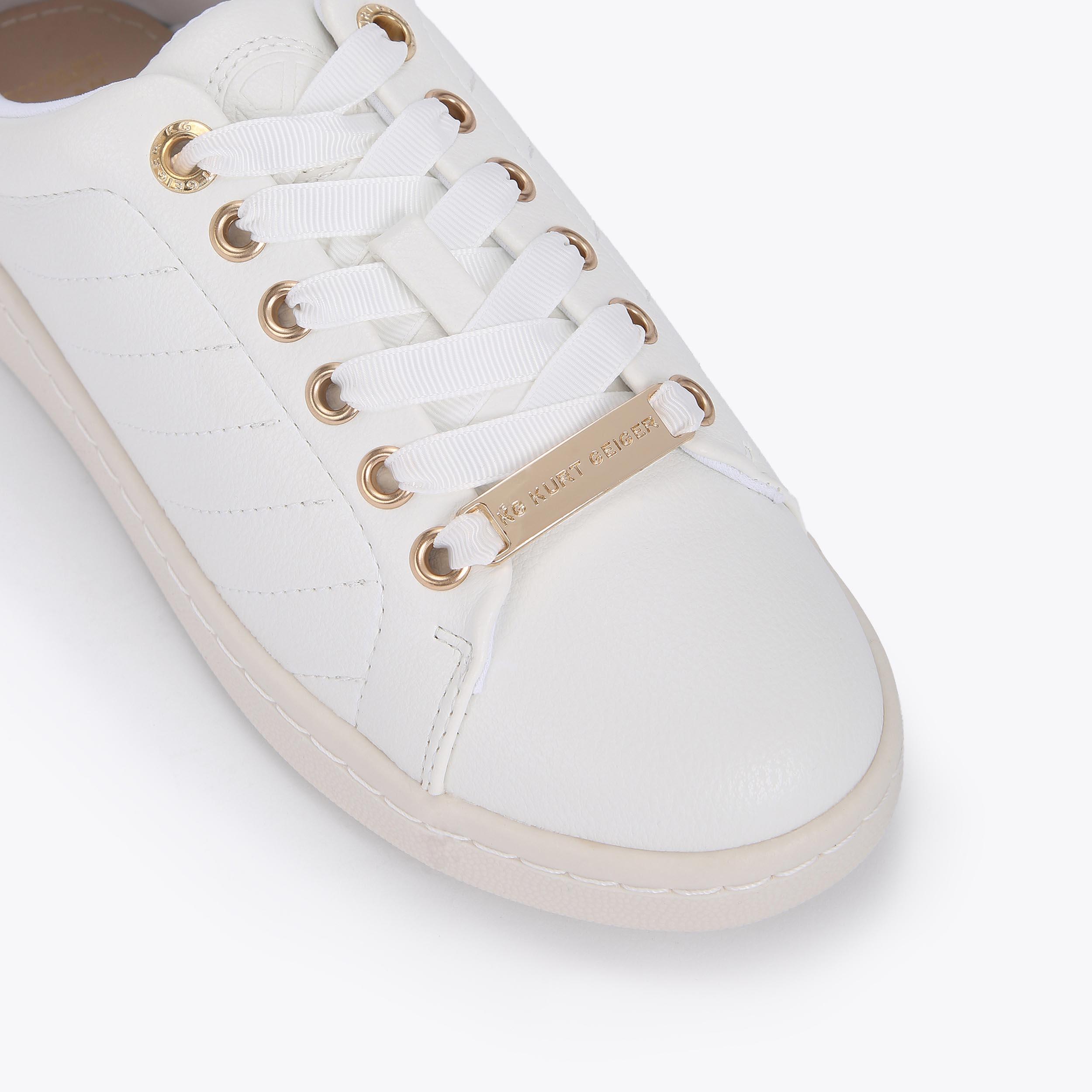 LIZA QUILT White Vegan Quilted Lace Up Sneakers by KG KURT GEIGER