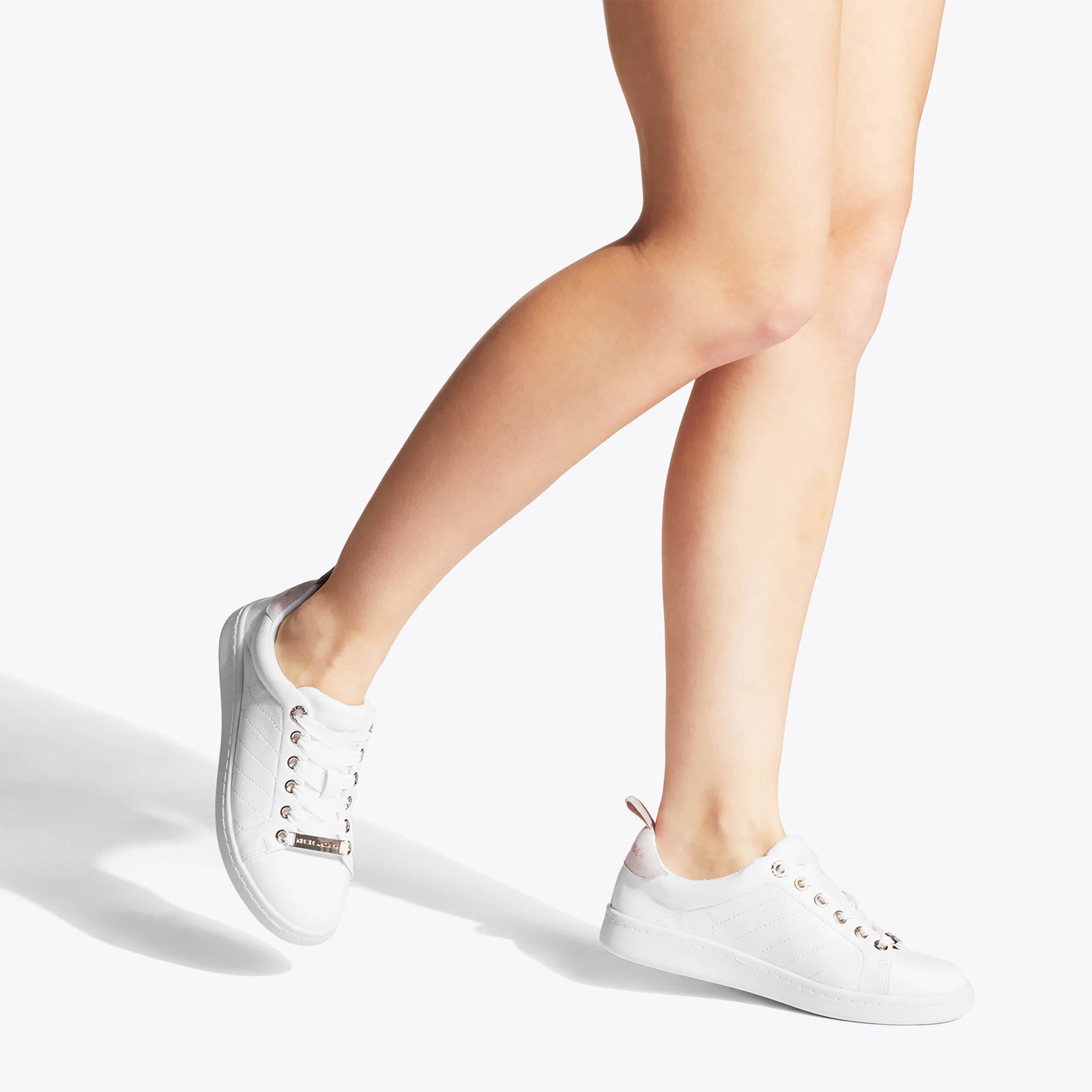 LIZA QUILT White Vegan Quilted Lace Up Sneakers by KG KURT GEIGER