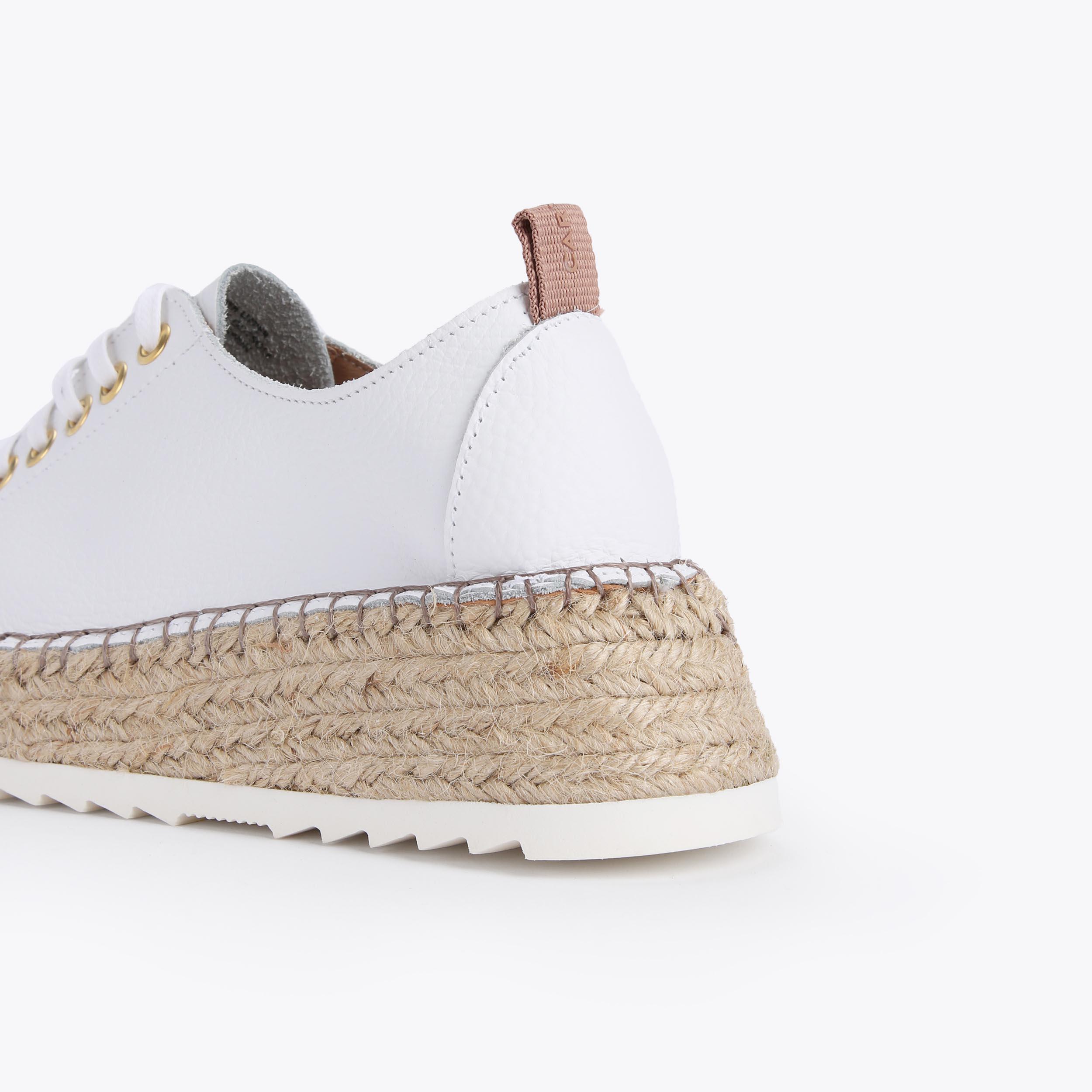 CHASE White Leather Espadrille Flatform Sneakers by CARVELA COMFORT