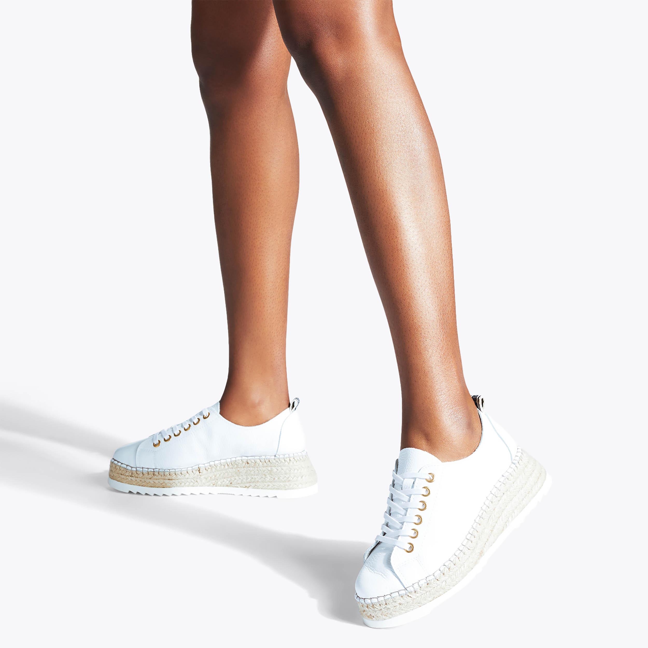 CHASE White Leather Espadrille Flatform Sneakers by CARVELA COMFORT