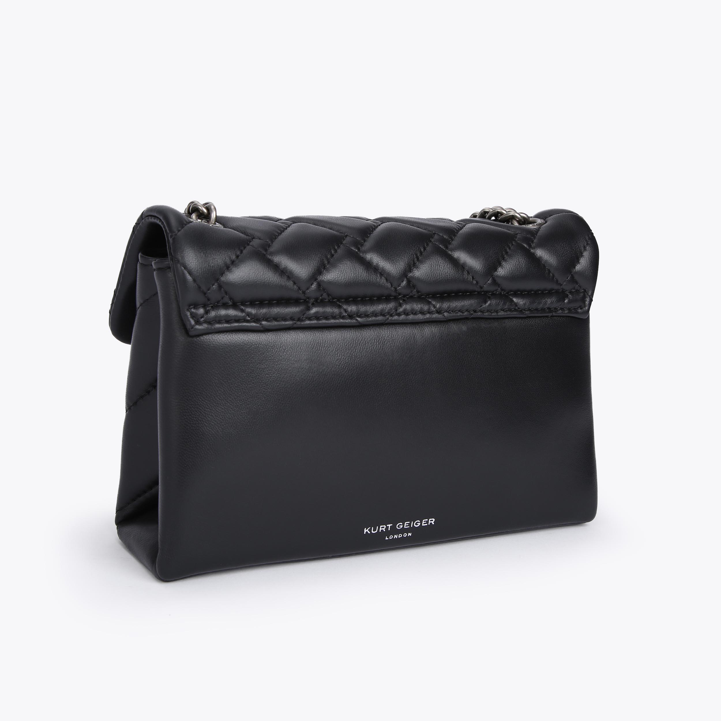 LEATHER MD KENSINGTON BAG Black Leather Quilted Bag by KURT GEIGER LONDON