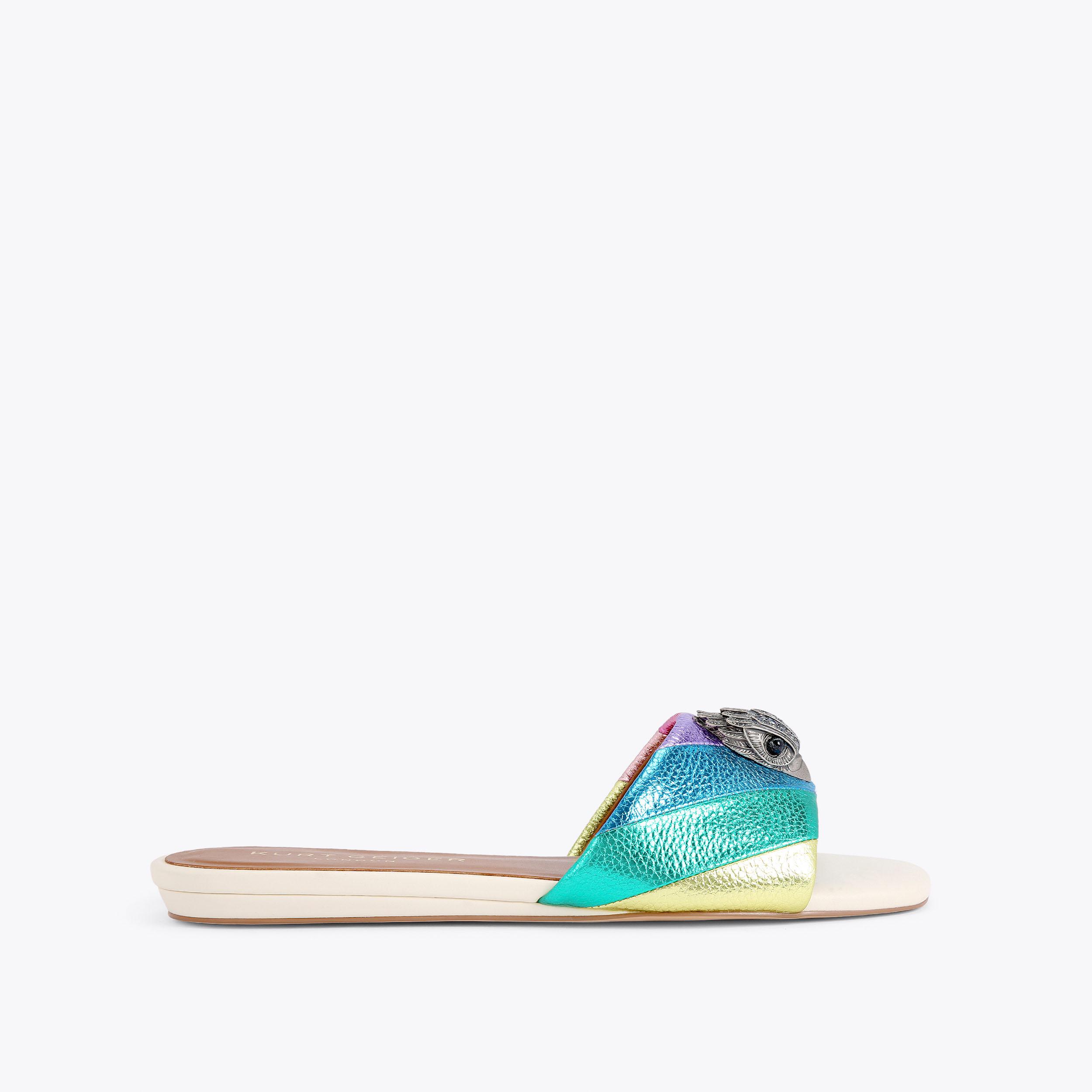 KENSINGTON FLAT SANDAL Rainbow Slip On Sandal by KURT GEIGER KENSINGTON FLAT SANDAL Rainbow Slip On Sandal by KURT GEIGER