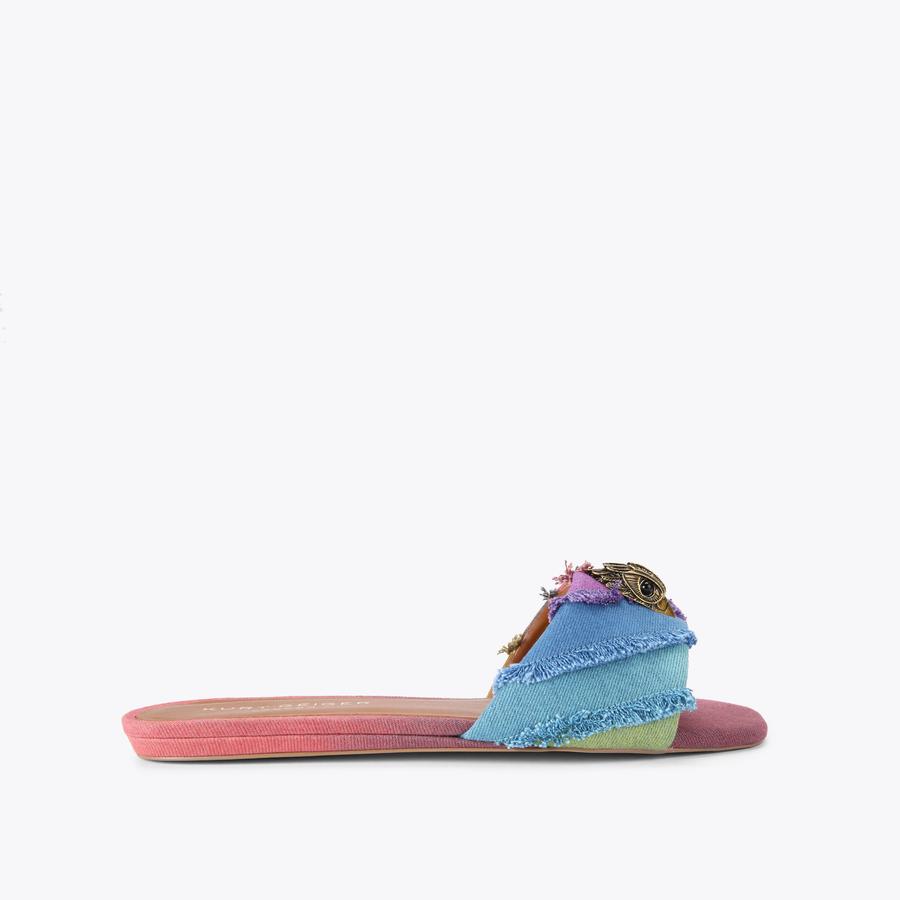 KENSINGTON FLAT SANDAL Denim Slip On Sandal by KURT GEIGER LONDON