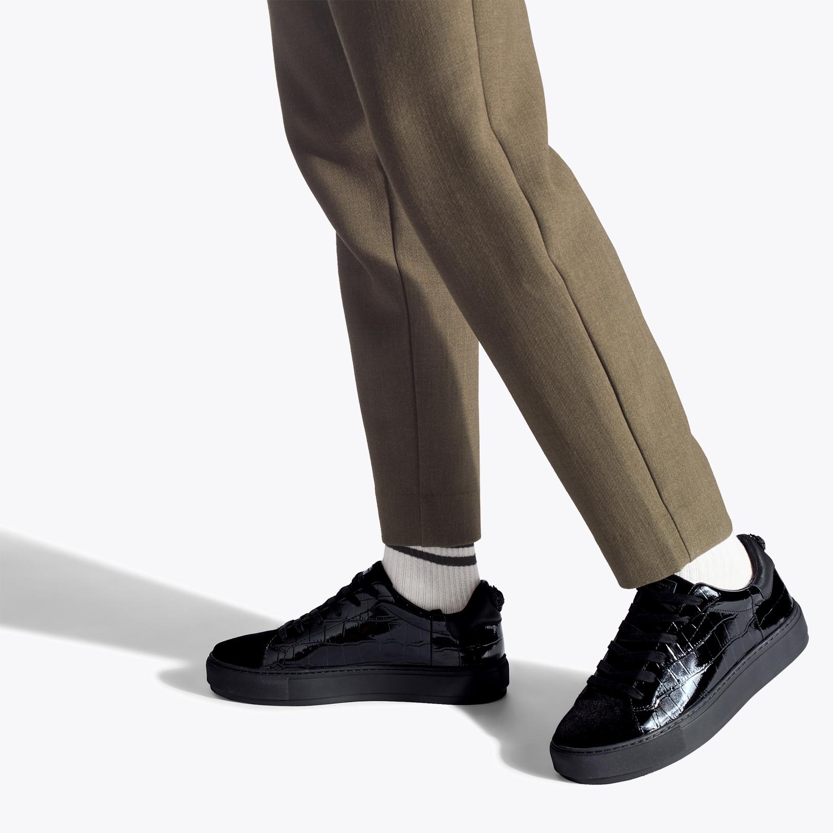 LANEY CROC MENS Black Croc Print Lace Up Sneakers by Kurt Geiger
