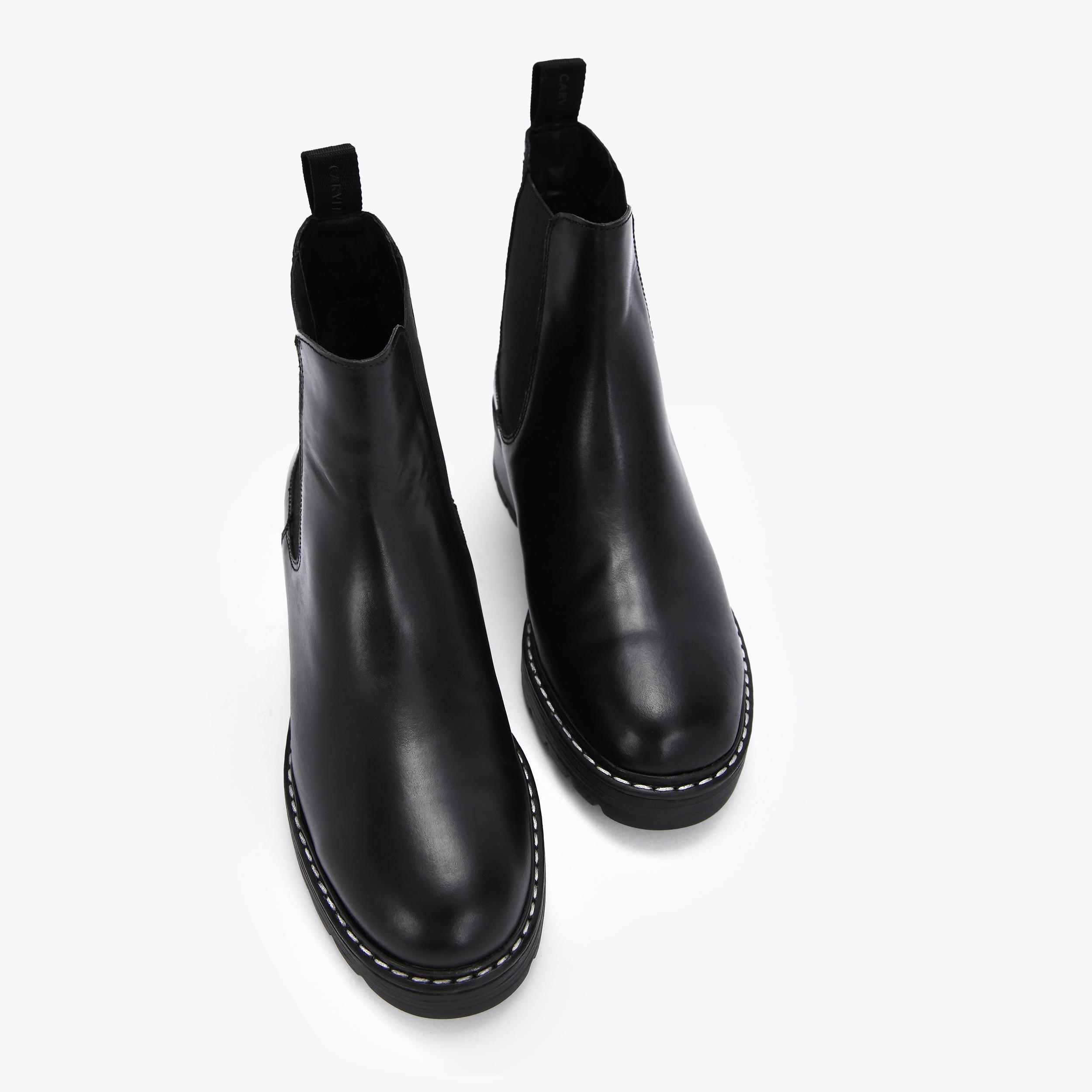 TAKEN Black Leather Ankle Chelsea Boots by CARVELA