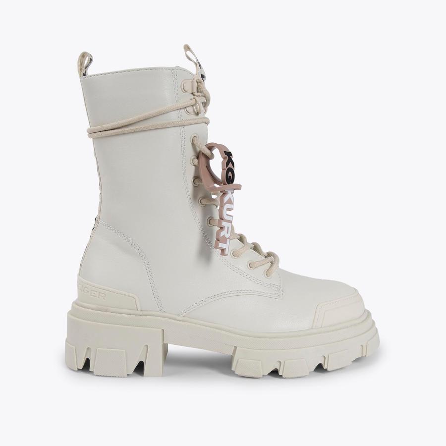 TREKKER LACE UP White Lace Up Chunky Boots by KG KURT GEIGER